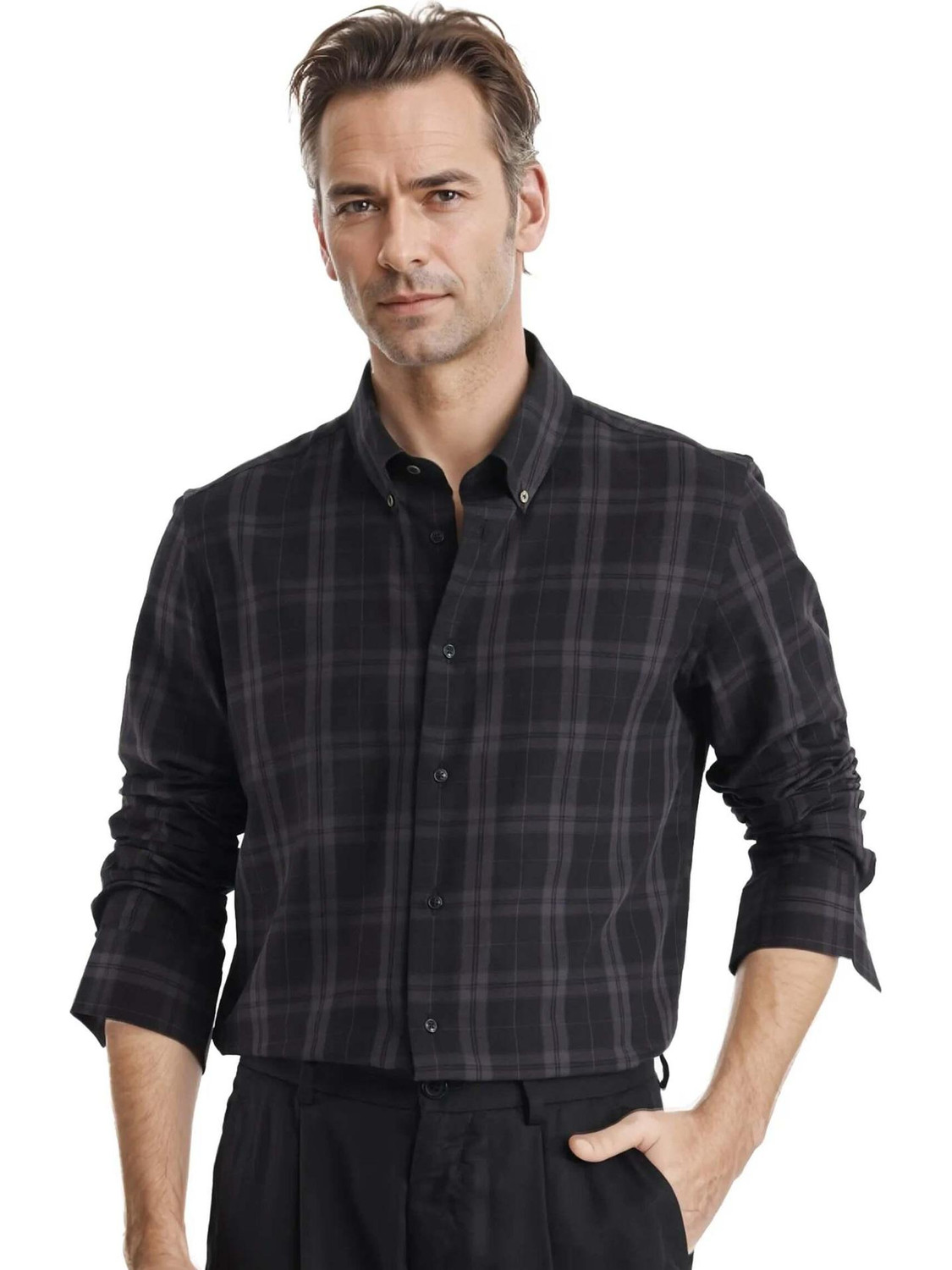 Image of RARE RABBIT Men Regular Fit Solid Casual Shirt