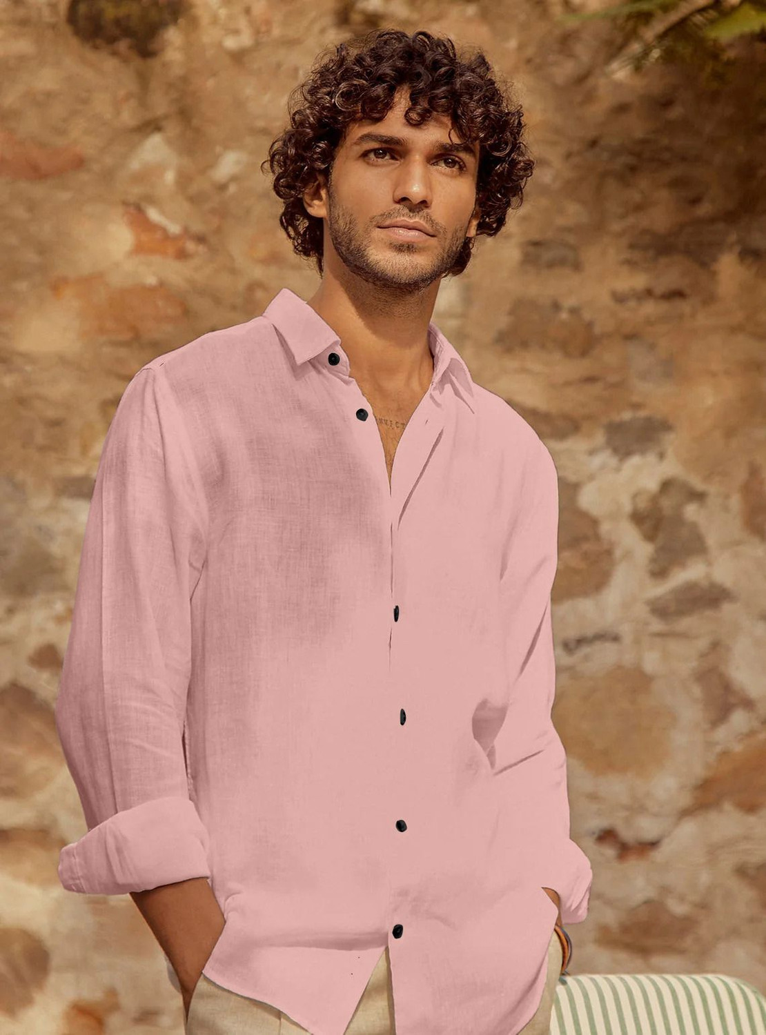 Image of krishna culture Men Regular Fit Solid Spread Collar Casual Shirt