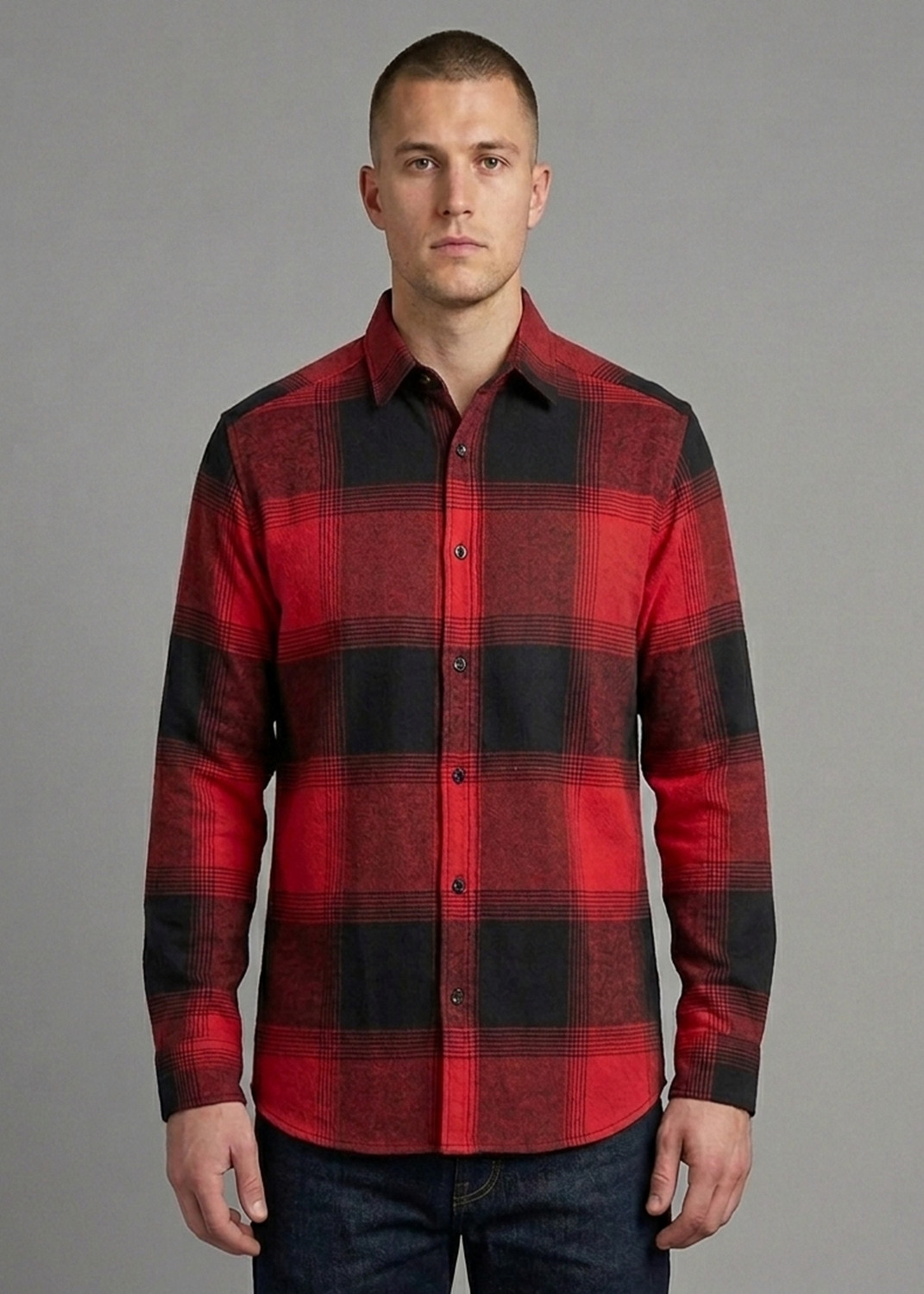 Image of TREN Men Regular Fit Checkered Spread Collar Casual Shirt