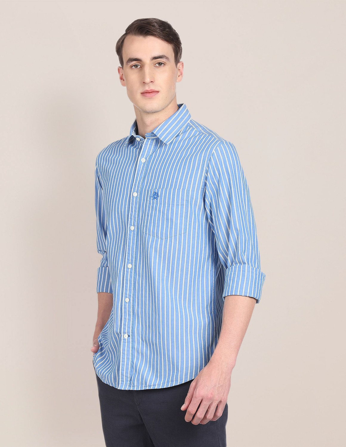 Image of U.S. POLO ASSN. Men Regular Fit Striped Casual Shirt