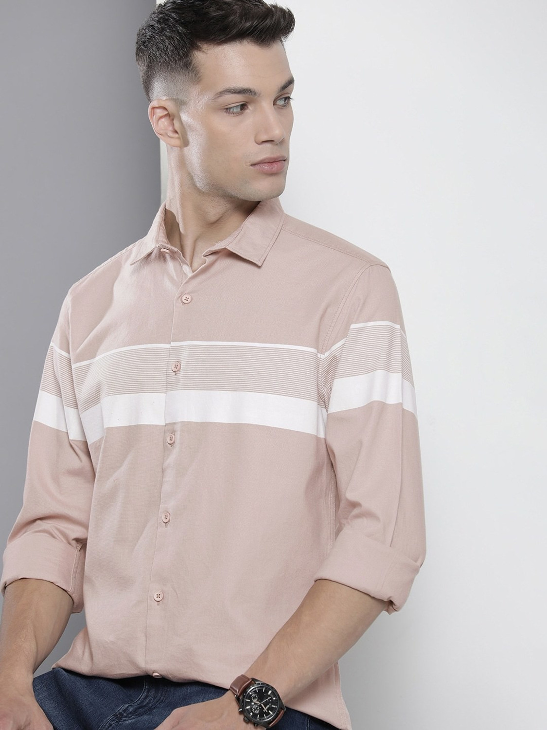 Image of Majestic Man Men Slim Fit Checkered Spread Collar Casual Shirt