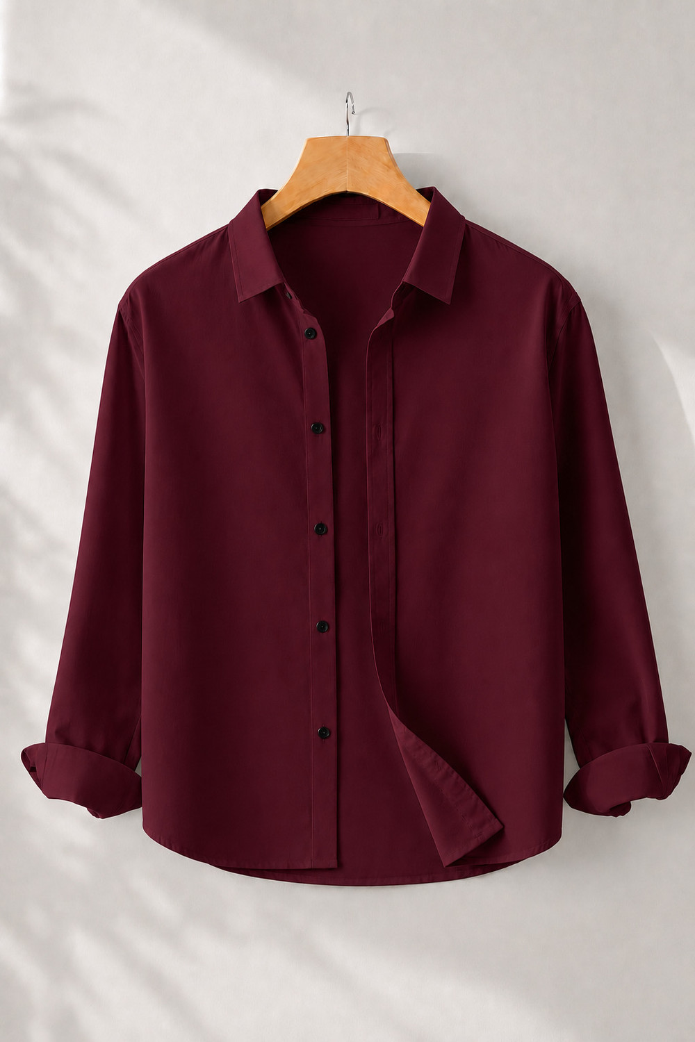 mozero Men Regular Fit Solid Spread Collar Casual Shirt - Image 1