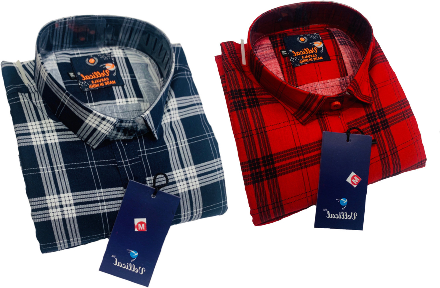 Image of Vellical Men Slim Fit Checkered Spread Collar Casual Shirt (Pack of 2)