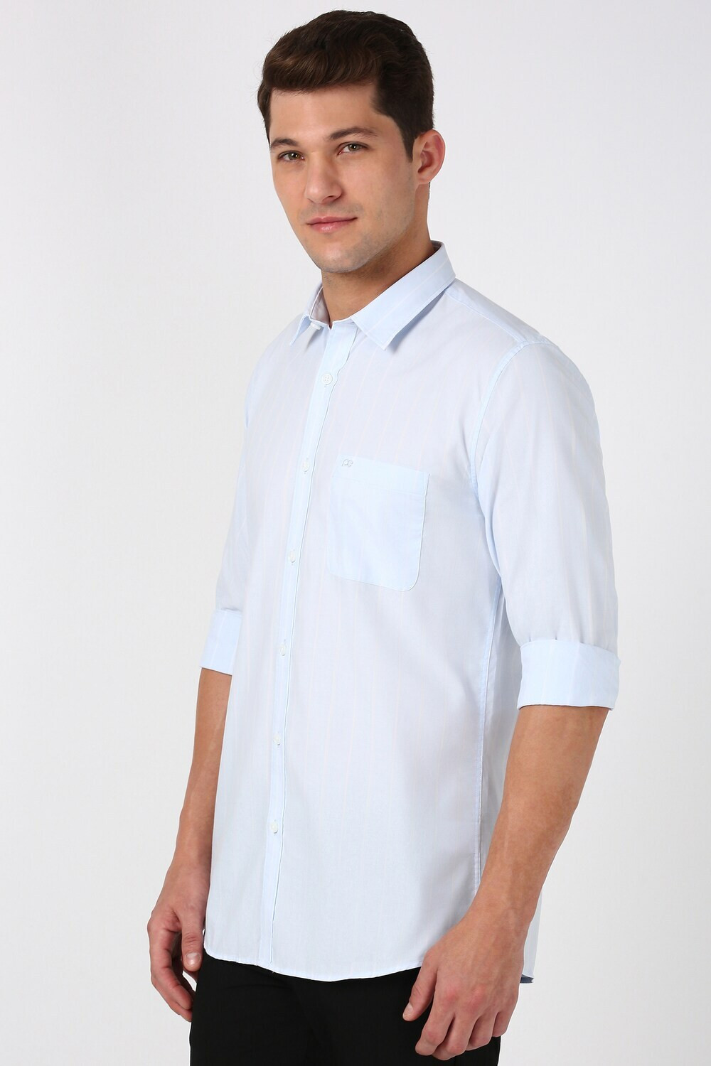 Image of PETER ENGLAND Men Slim Fit Striped Spread Collar Casual Shirt