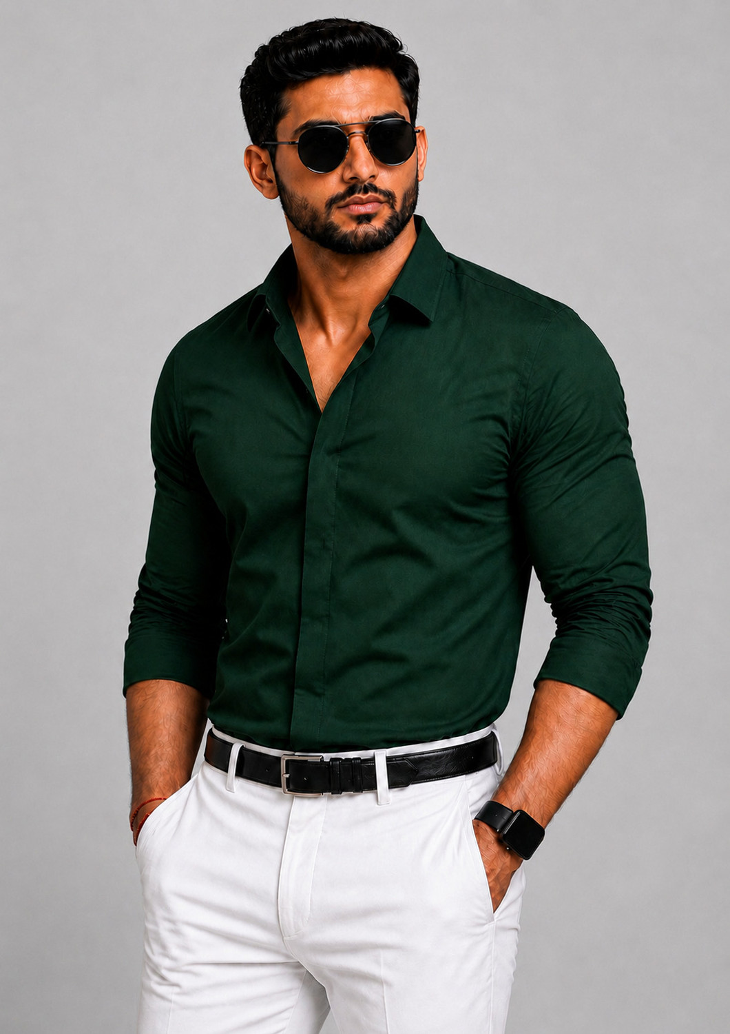 RADHI FASHION Men Solid Formal Green Shirt - Buy RADHI FASHION Men Solid Formal...