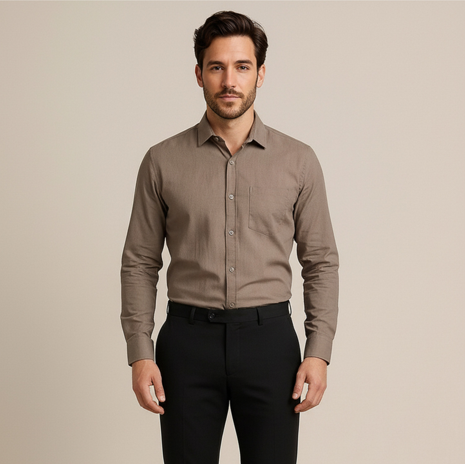 Image of METRONAUT Men Regular Fit Solid Cut Away Collar Casual Shirt