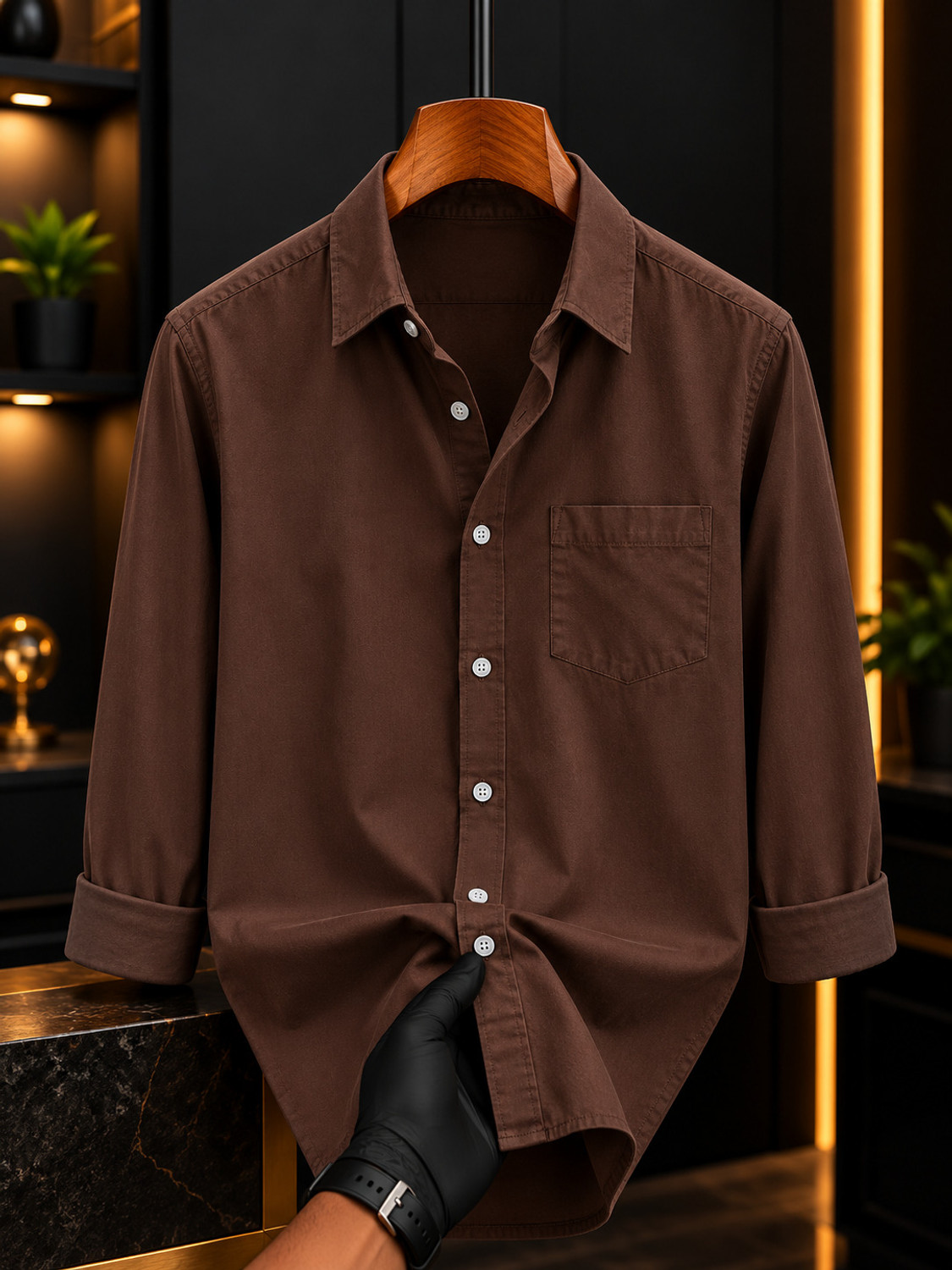FUBACK Men Regular Fit Solid Spread Collar Shirt - Image 1
