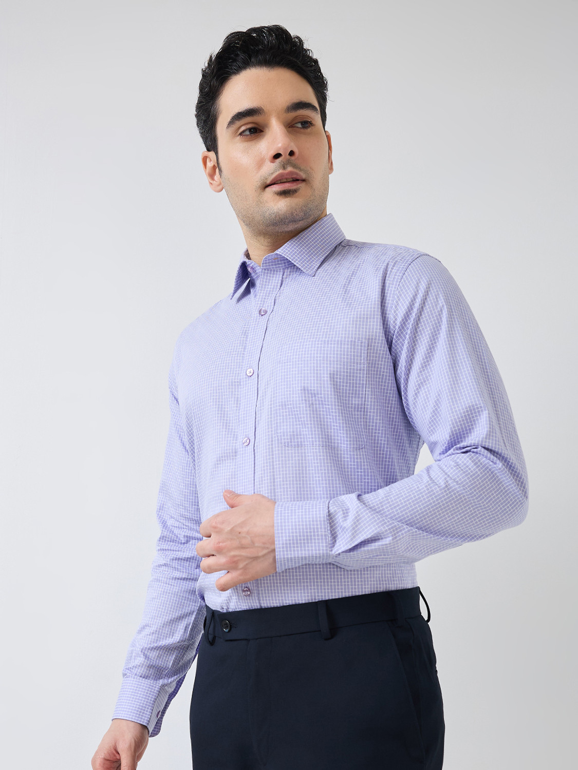 Image of Raymond Men Regular Fit Self Design Formal Shirt