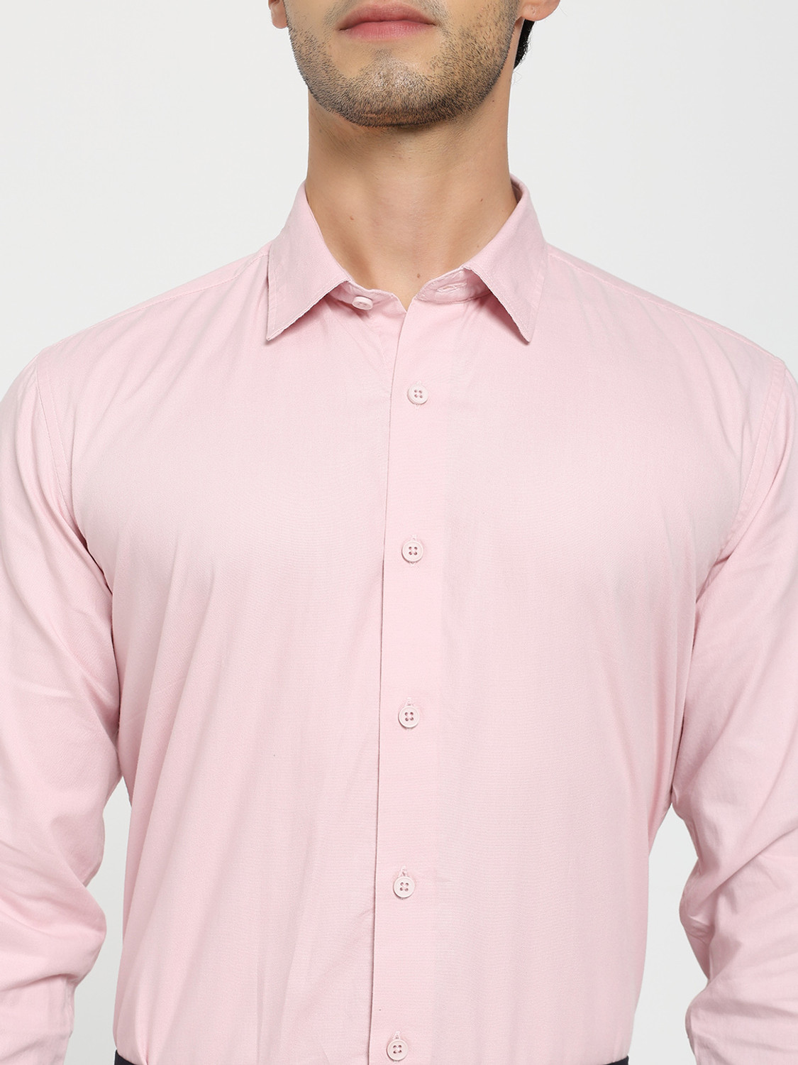 Image of xo berry Men Regular Fit Solid Spread Collar Casual Shirt