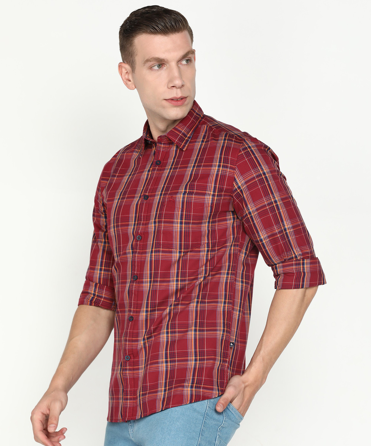 Image of PARX Men Regular Fit Checkered Casual Shirt