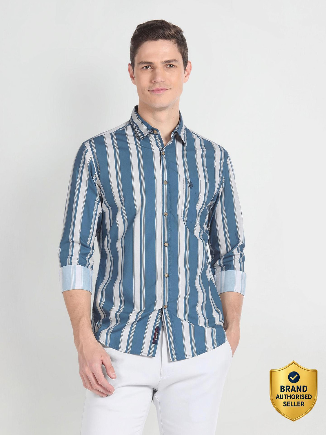 Image of U.S. POLO ASSN. Men Regular Fit Striped Casual Shirt