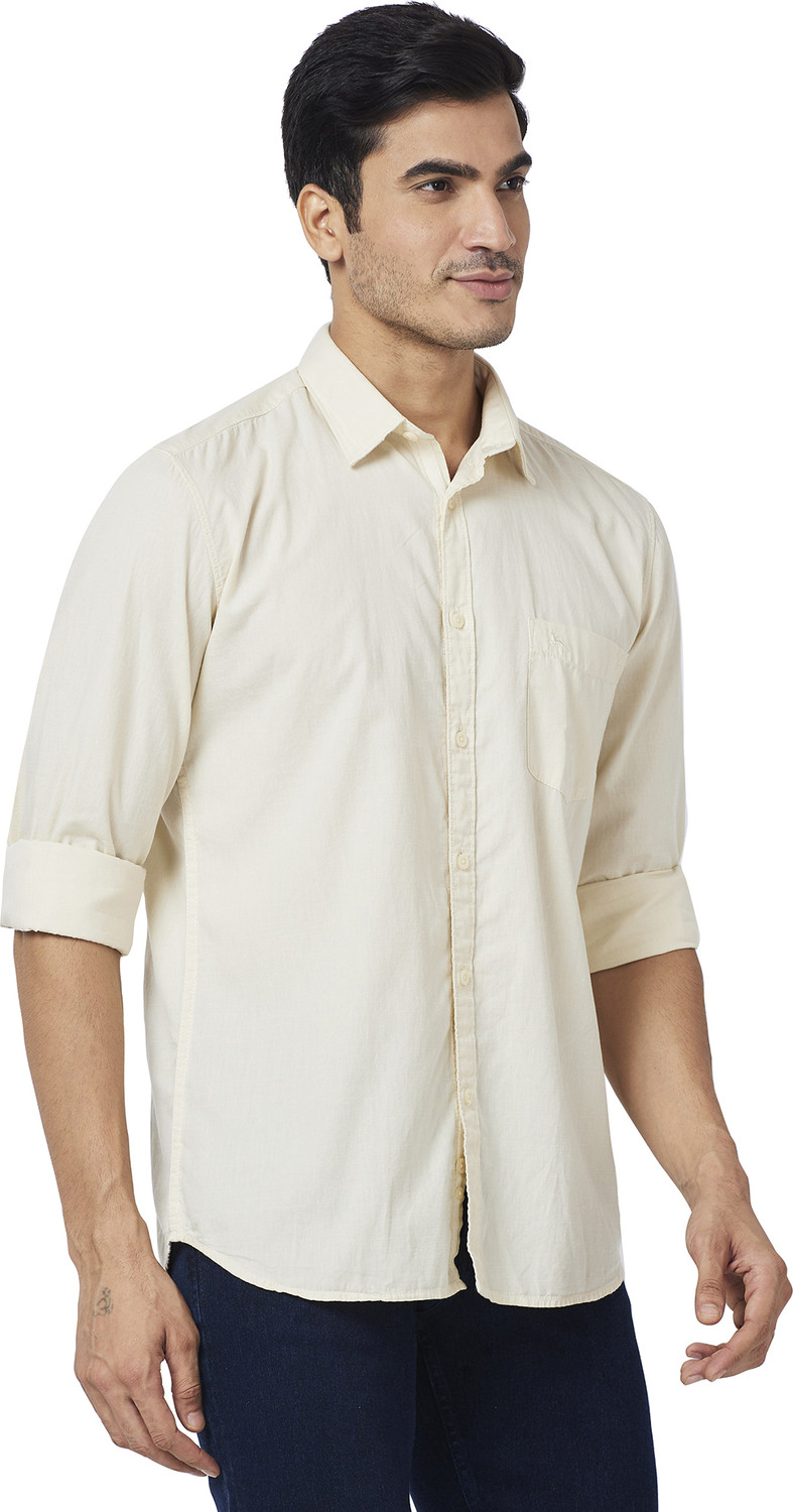 Image of PARX Men Slim Fit Solid Spread Collar Casual Shirt