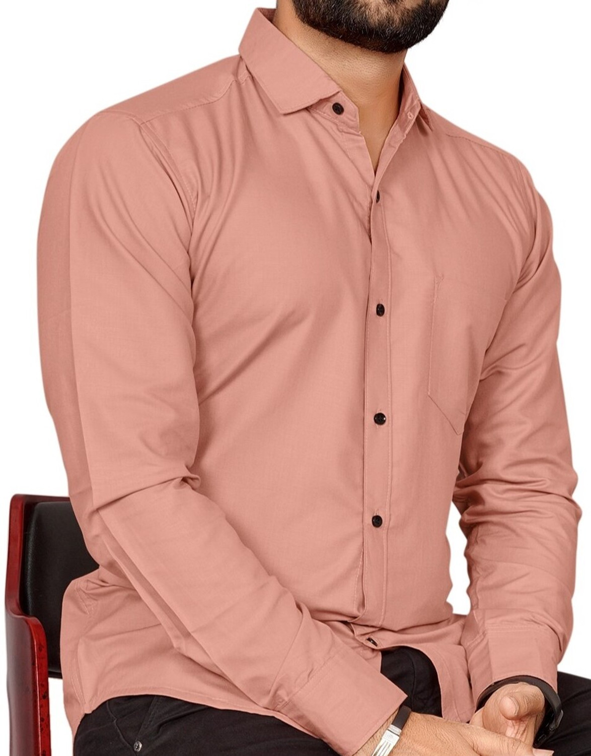 Image of FIBERMILL Men Slim Fit Solid Formal Shirt