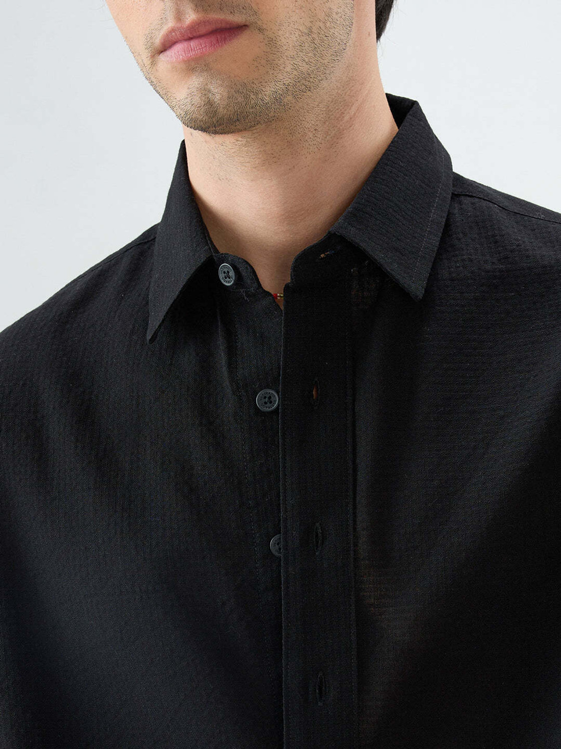 Image of VASTRADO Men Regular Fit Solid Cut Away Collar Casual Shirt