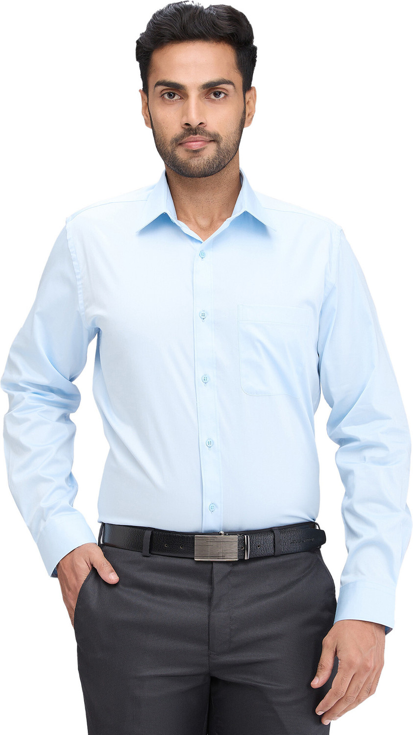 Raymond Men Slim Fit Solid Cut Away Collar Formal Shirt - Image 1