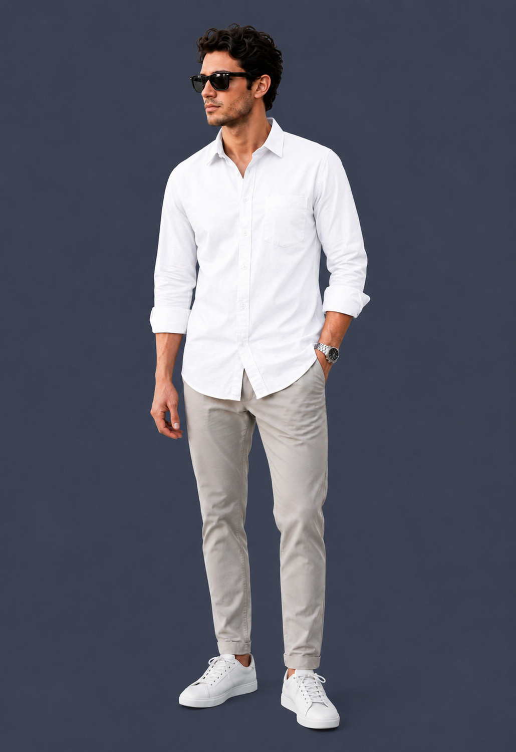 Image of Vexlor Men Regular Fit Solid Spread Collar Casual Shirt