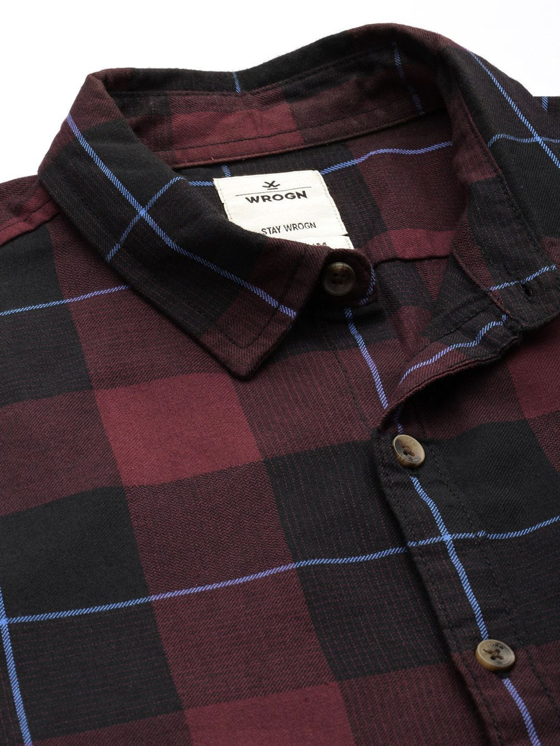 Image of WROGN Men Regular Fit Checkered Casual Shirt
