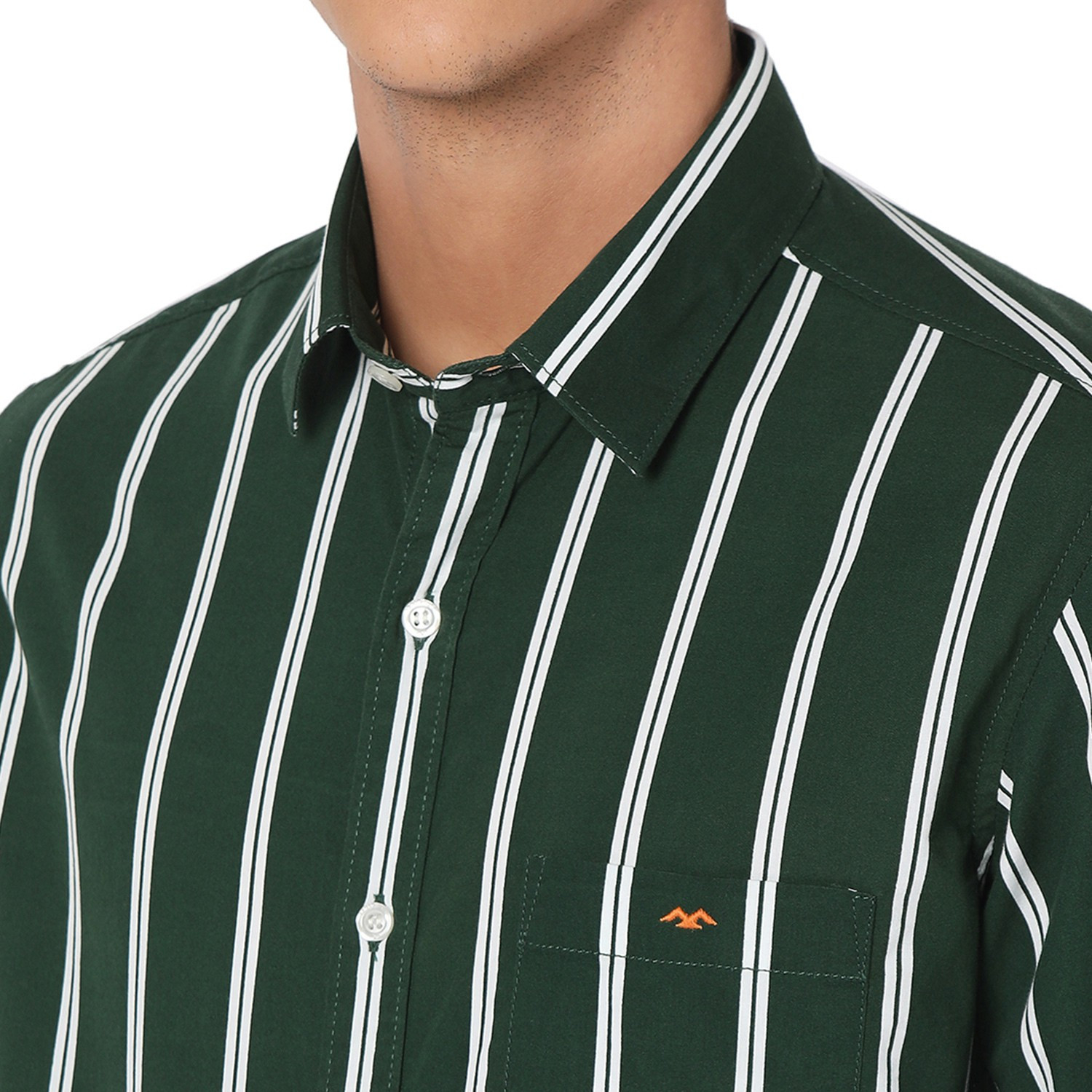 Image of MUFTI Men Slim Fit Striped Spread Collar Casual Shirt