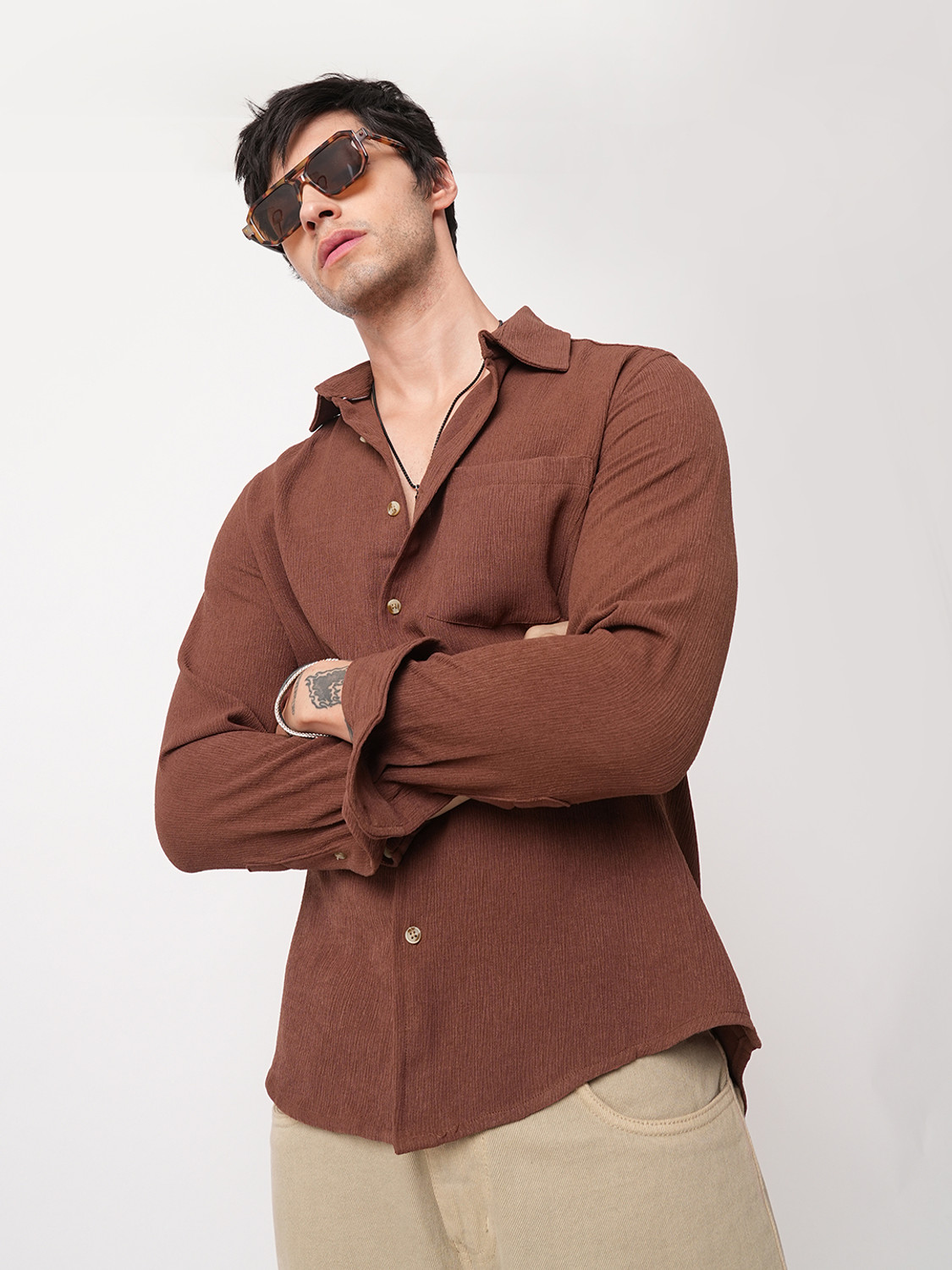 Image of VASTRADO Men Regular Fit Checkered Casual Shirt