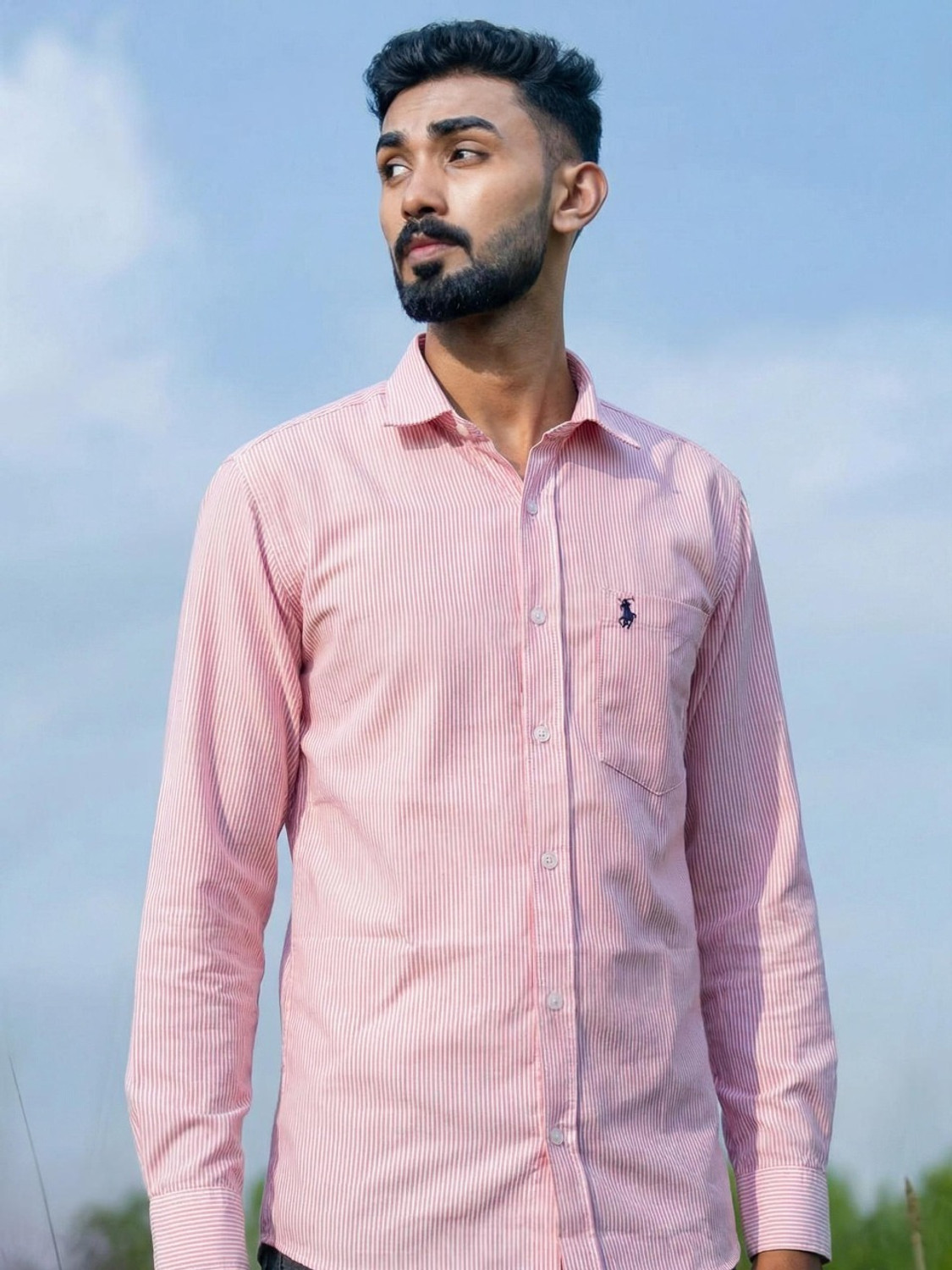 Image of RADHIKA FASHION HOUSE Men Regular Fit Striped Curved Collar Casual Shirt
