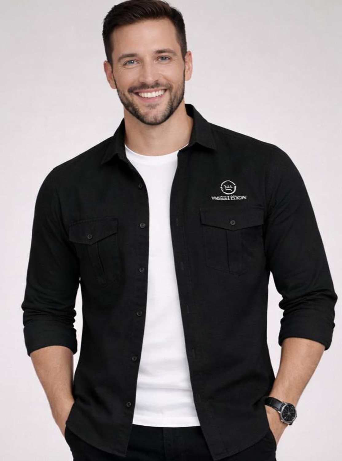Image of Shefansh Men Regular Fit Solid Spread Collar Casual Shirt