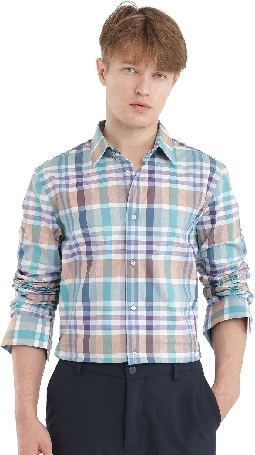 Image of RARE RABBIT Men Regular Fit Solid Casual Shirt