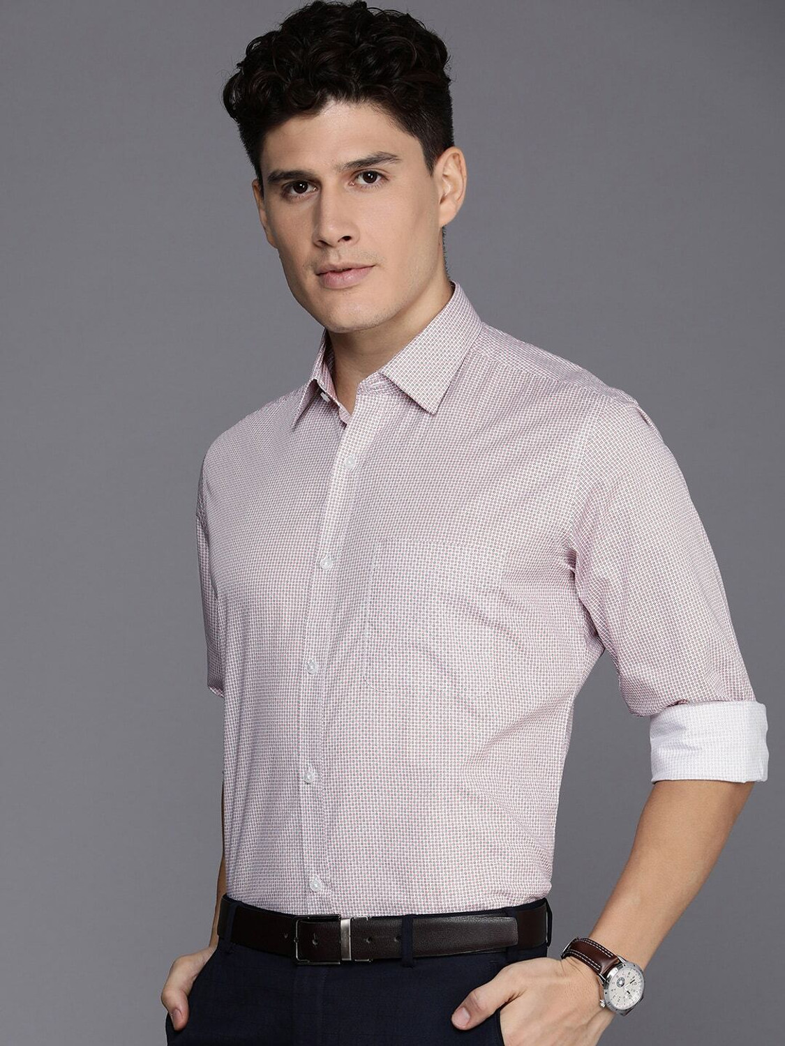 Image of Raymond Men Slim Fit Printed Formal Shirt