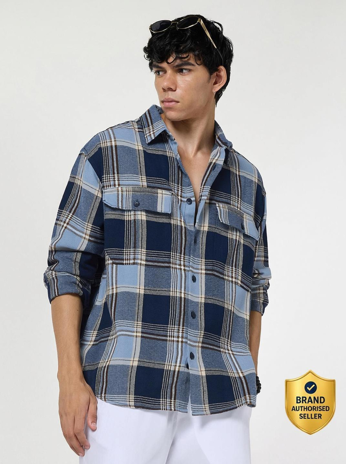 BEWAKOOF Men Oversized Fit Checkered Spread Collar Casual Shirt - Image 1