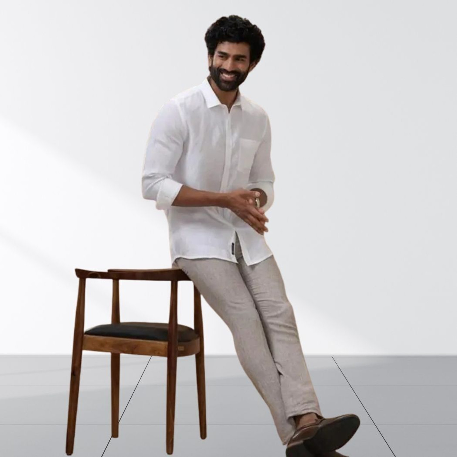 Image of Vexlor Men Regular Fit Solid Spread Collar Casual Shirt