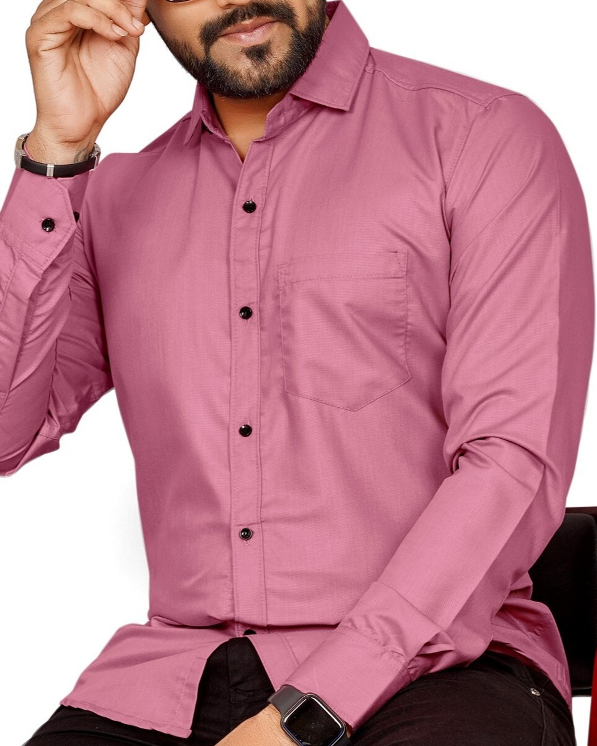 Image of FIBERMILL Men Slim Fit Solid Spread Collar Formal Shirt
