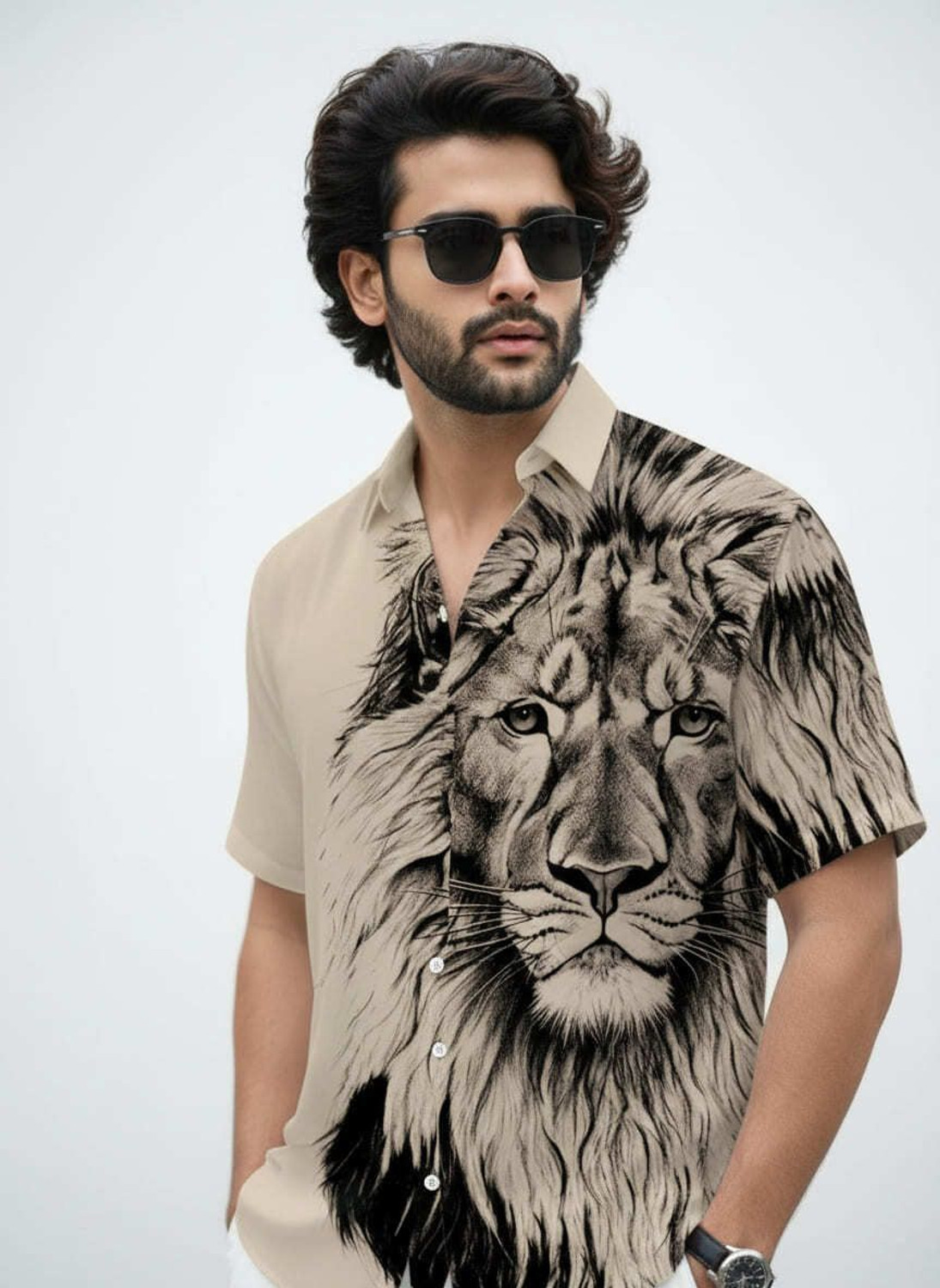Image of MrDhoti Men Slim Fit Embellished Spread Collar Festive Shirt
