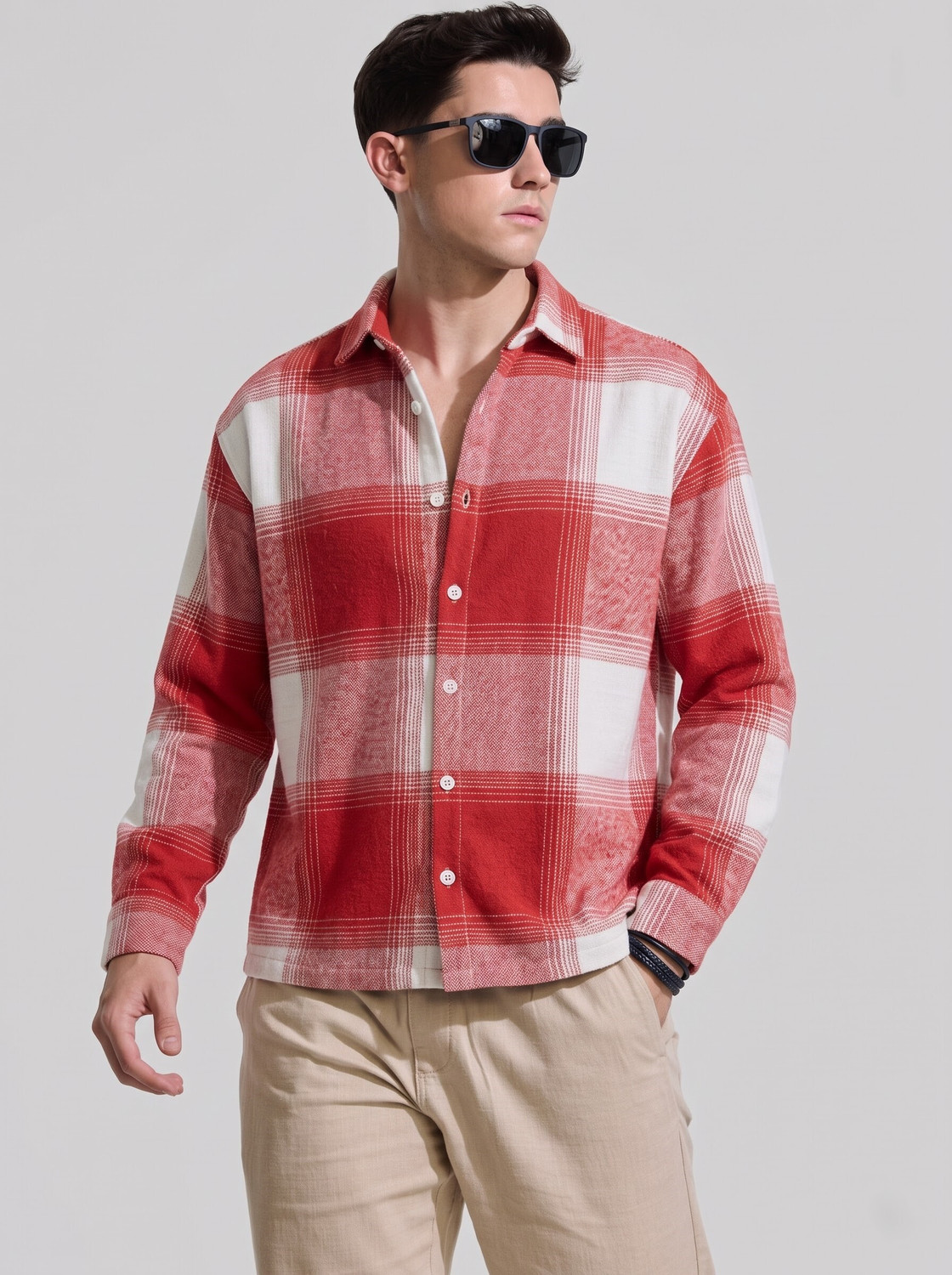 MOONXS Men Boxy Fit Checkered Casual Shirt - Image 1