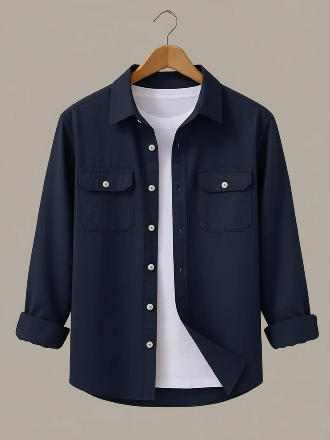 DEEMOON Men Regular Fit Solid Button Down Shirt - Image 1