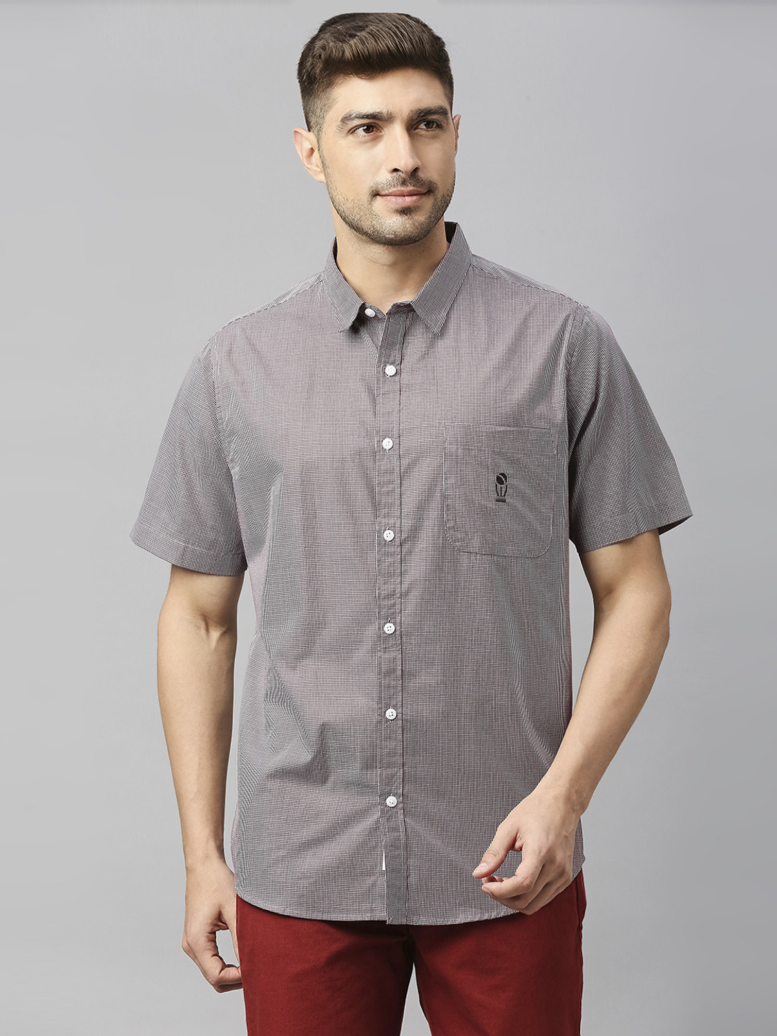 Image of THOMAS SCOTT Men Regular Fit Checkered Spread Collar Casual Shirt