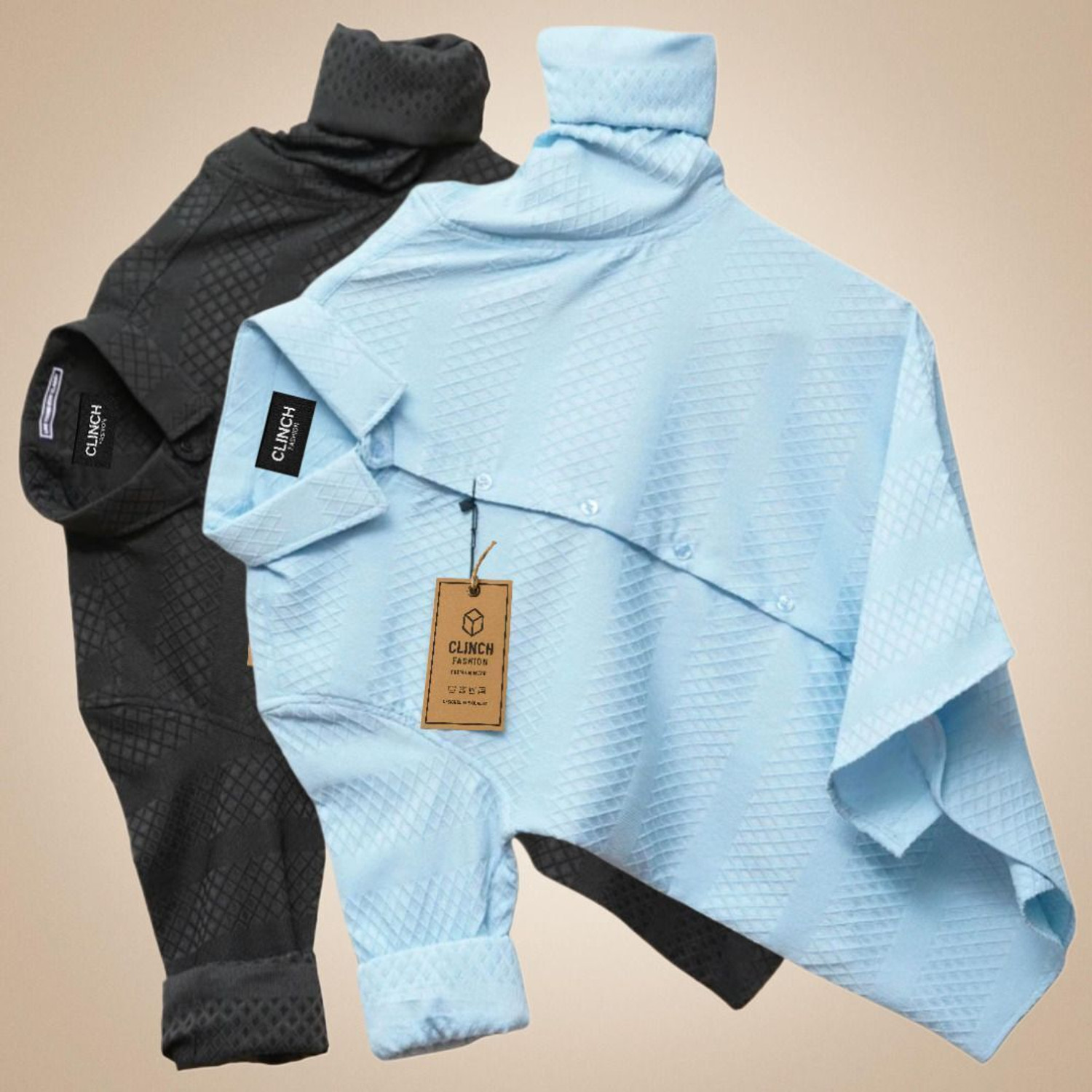 Image of clinch fashion Men Regular Fit Self Design Slim Collar Casual Shirt