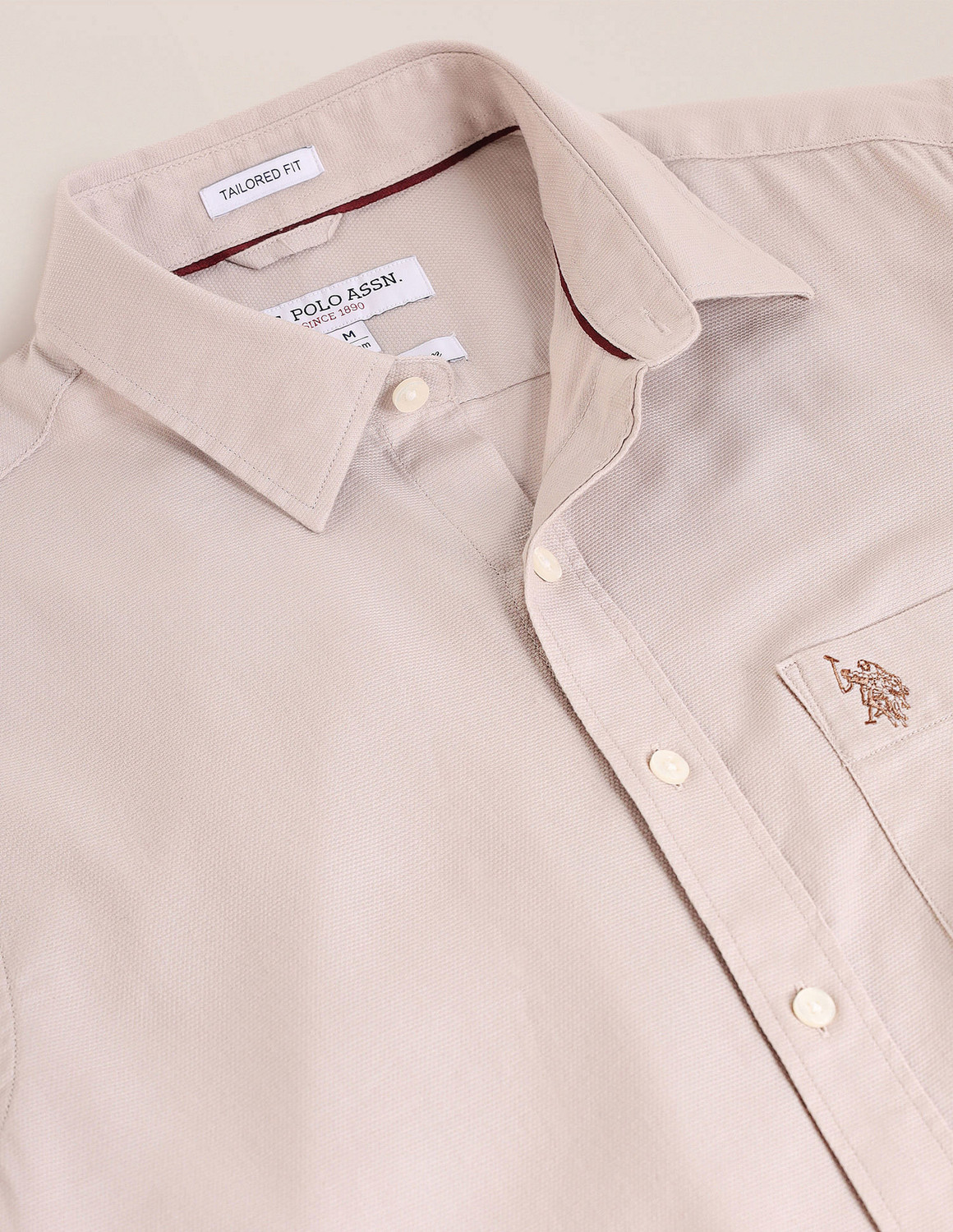 Image of U.S. POLO ASSN. Men Regular Fit Solid Cut Away Collar Casual Shirt