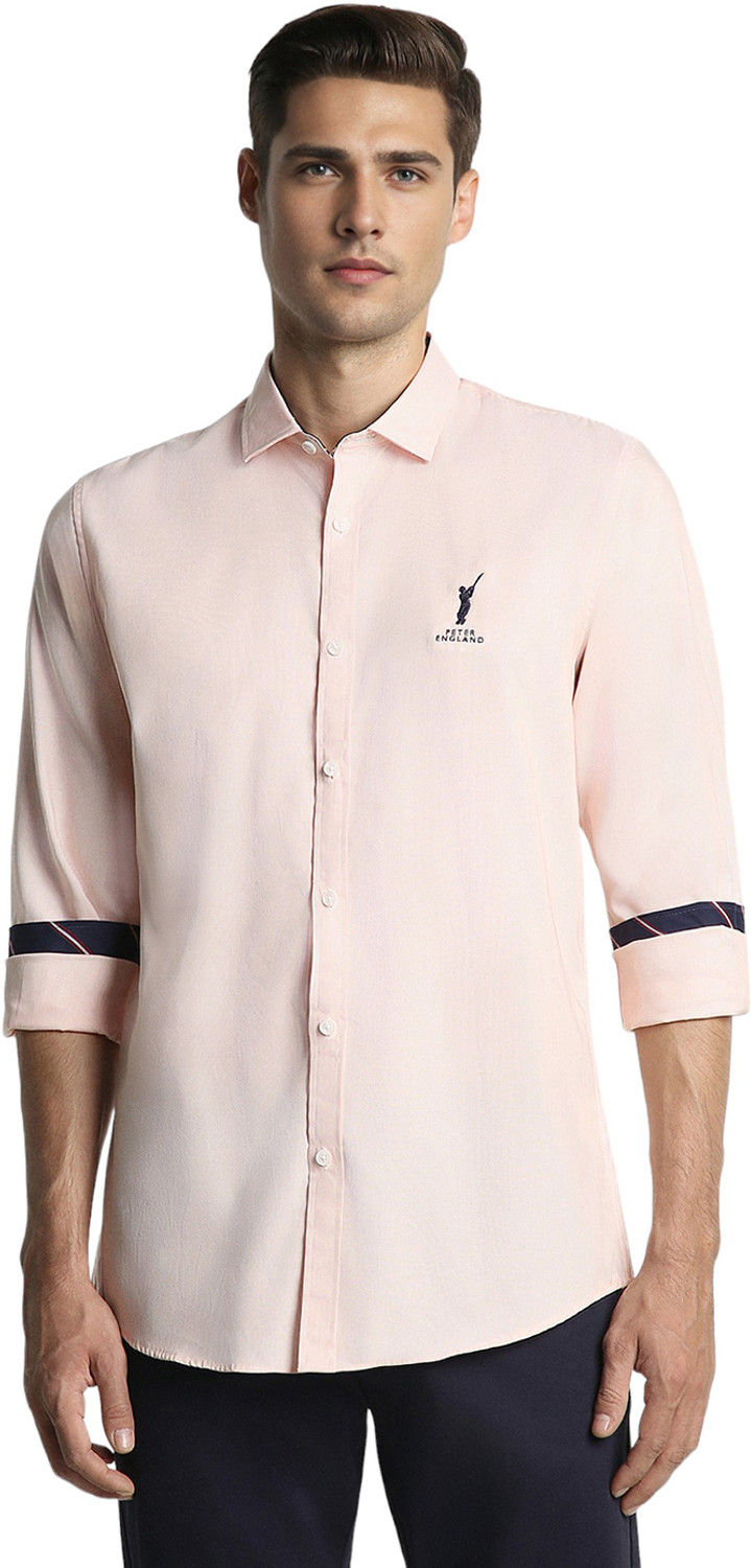 Image of PETER ENGLAND Men Slim Fit Striped Spread Collar Casual Shirt