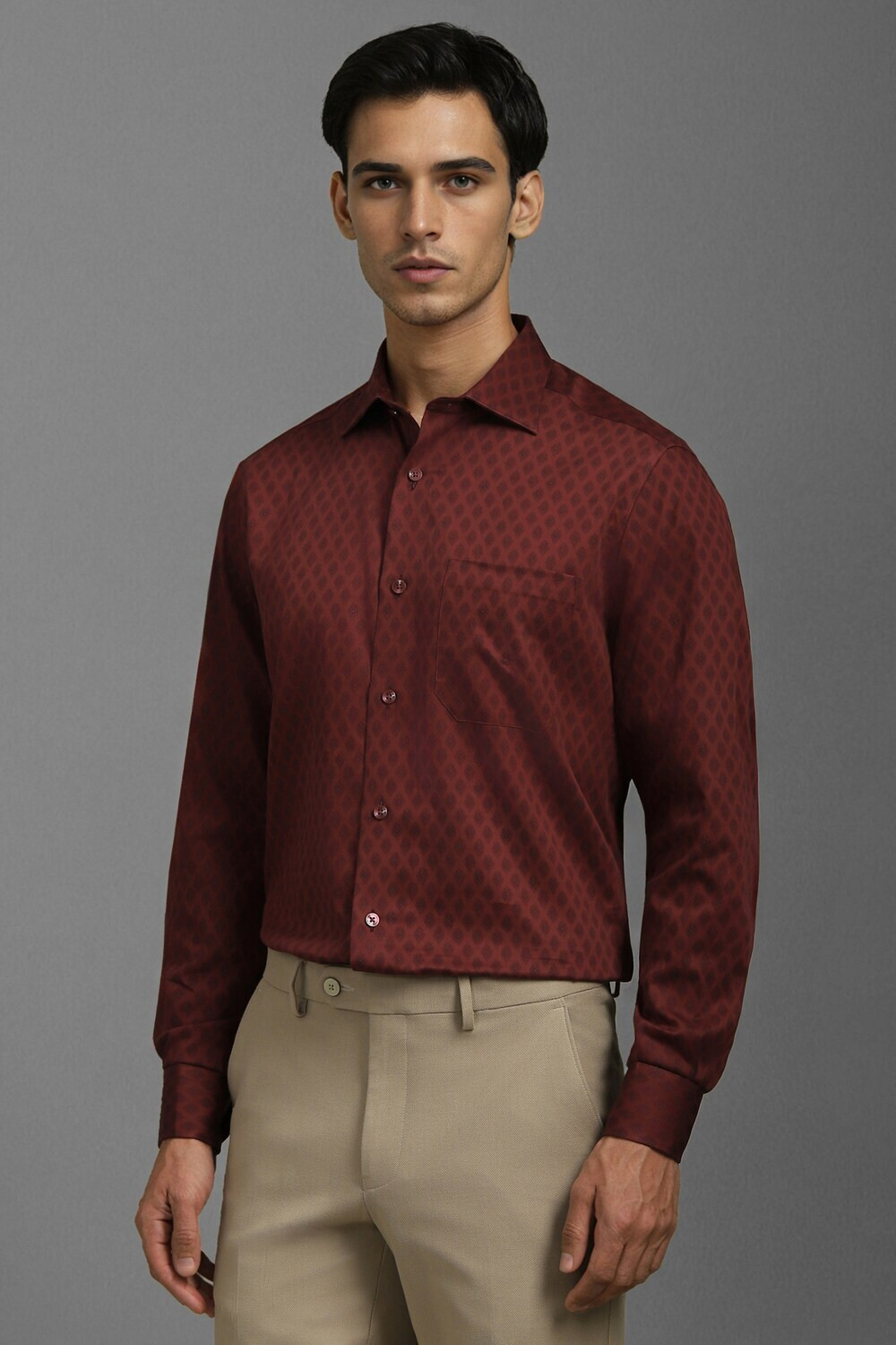 Image of LOUIS PHILIPPE Men Regular Fit Printed Spread Collar Formal Shirt