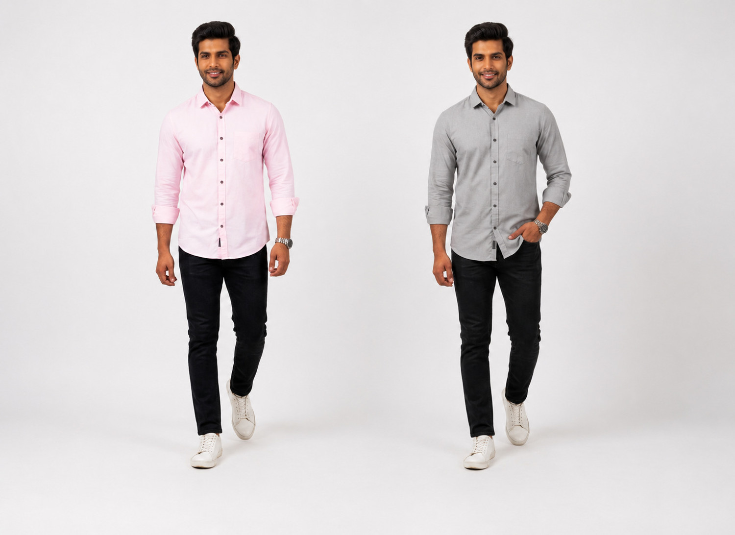 Image of Shefansh Men Regular Fit Solid Spread Collar Casual Shirt