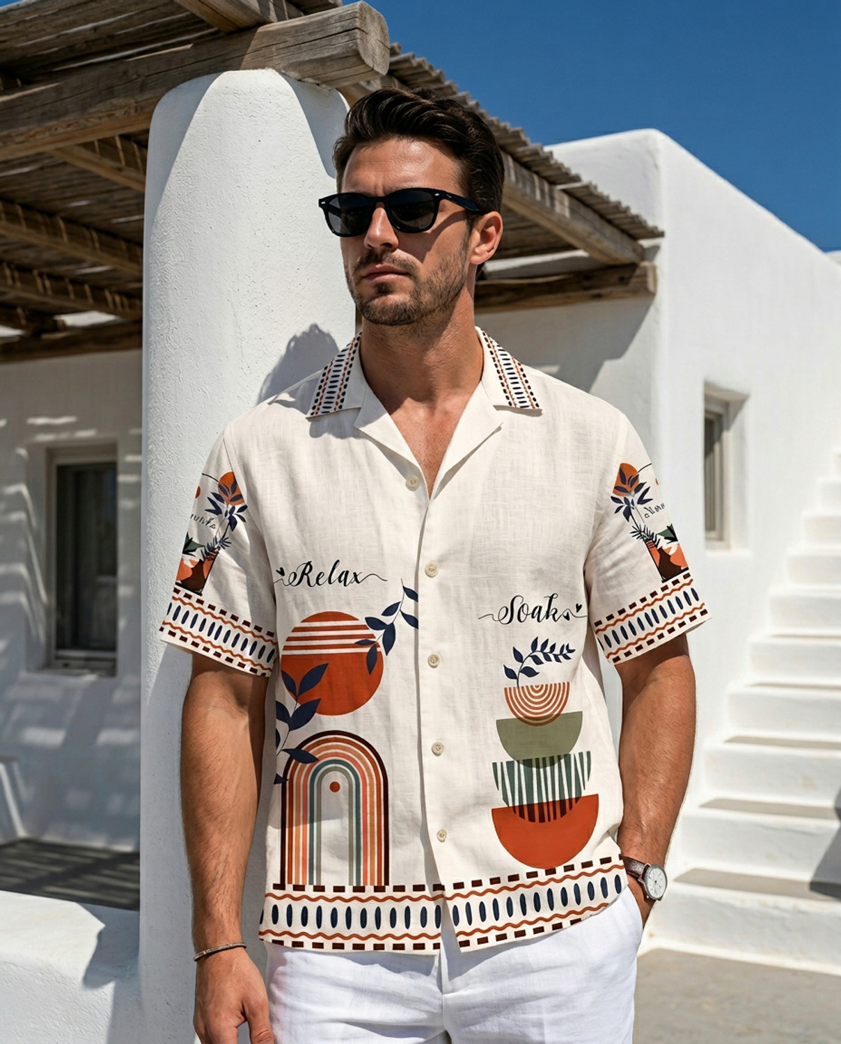 Image of Men's fashion Men Relaxed Fit Floral Print Spread Collar Casual Shirt