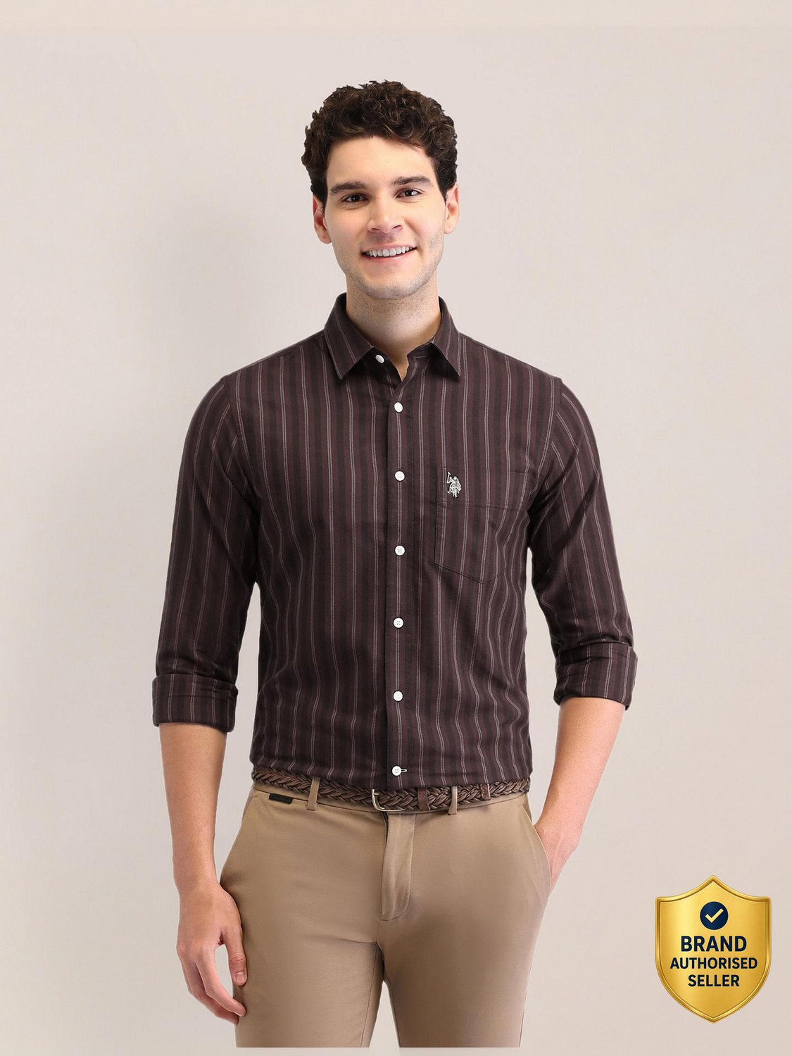 Image of U.S. POLO ASSN. Men Regular Fit Striped Casual Shirt
