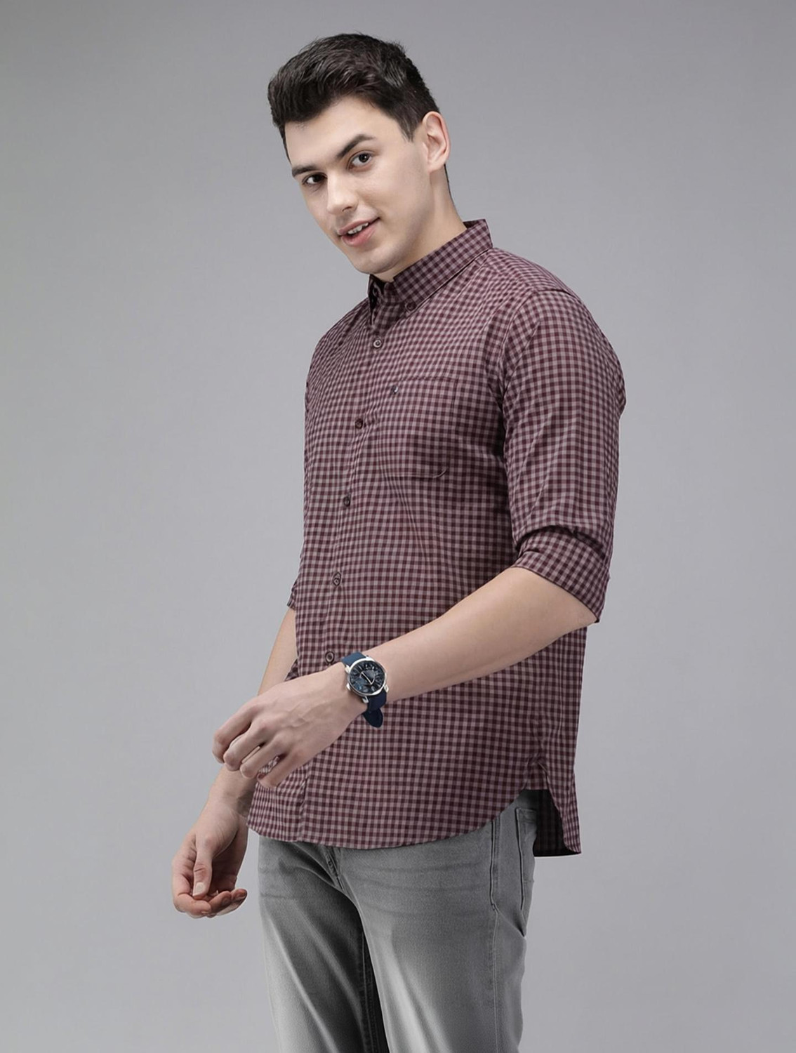 THE BEAR HOUSE Men Slim Fit Checkered Casual Shirt - Image 1