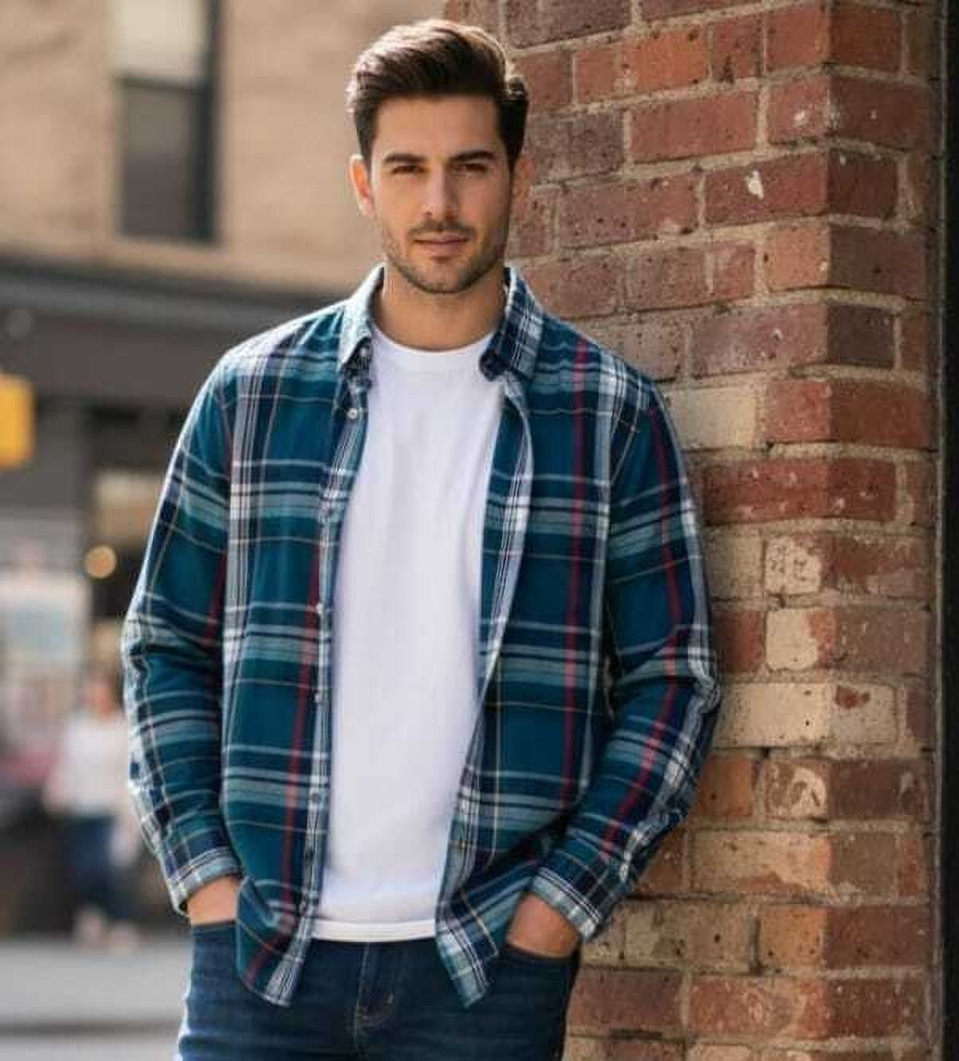 Image of Crystalcruse Men Regular Fit Checkered Spread Collar Casual Shirt