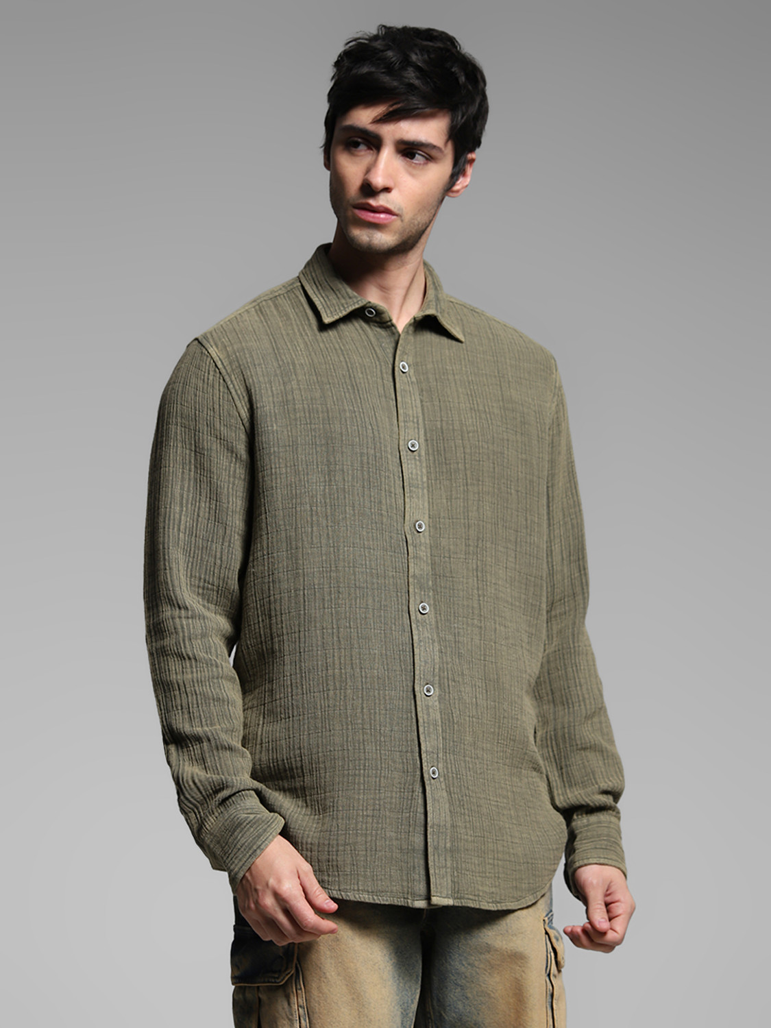 Image of JACK & JONES Men Regular Fit Checkered Spread Collar Casual Shirt