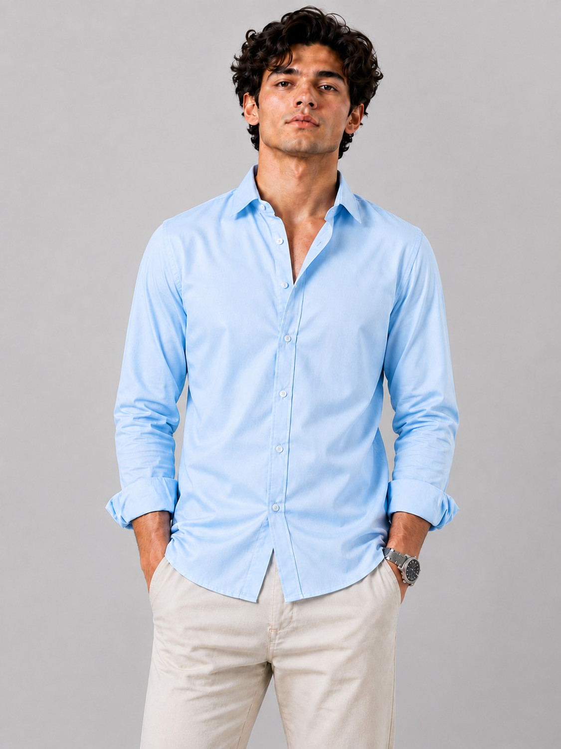Mardexx Men's Solid Casual Spread Shirt - Image 1