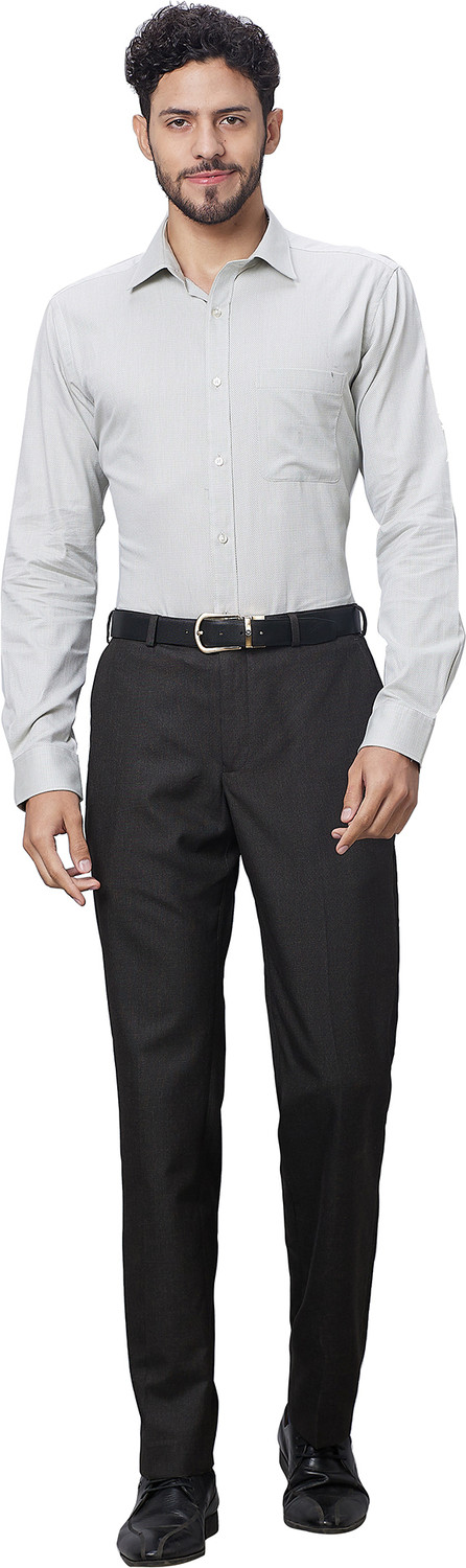 Image of Raymond Men Slim Fit Self Design Cut Away Collar Formal Shirt
