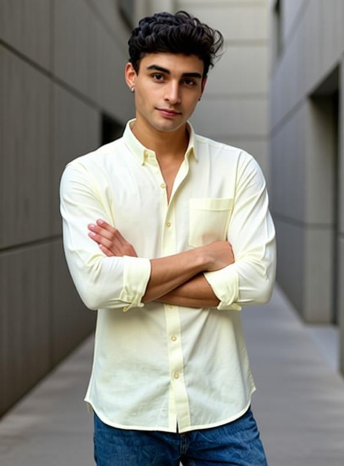 Image of Indicul Men Solid Casual Yellow Shirt