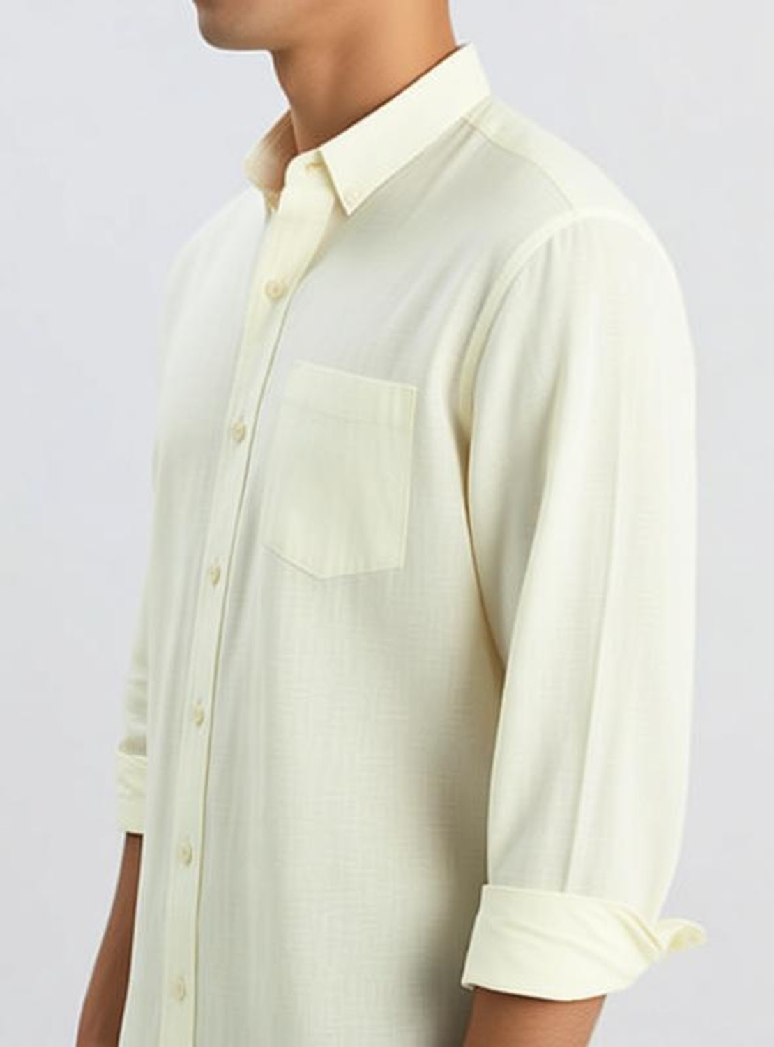 Image of Indicul Men Solid Casual Yellow Shirt