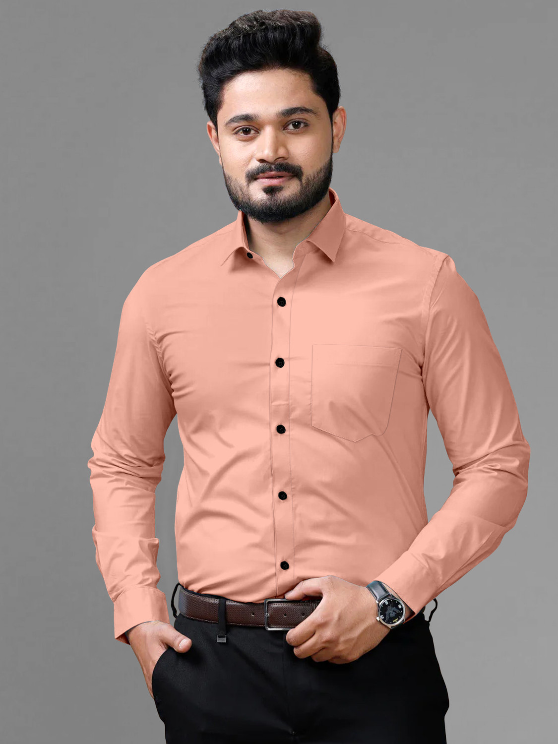 Image of FIBERMILL Men Slim Fit Solid Formal Shirt