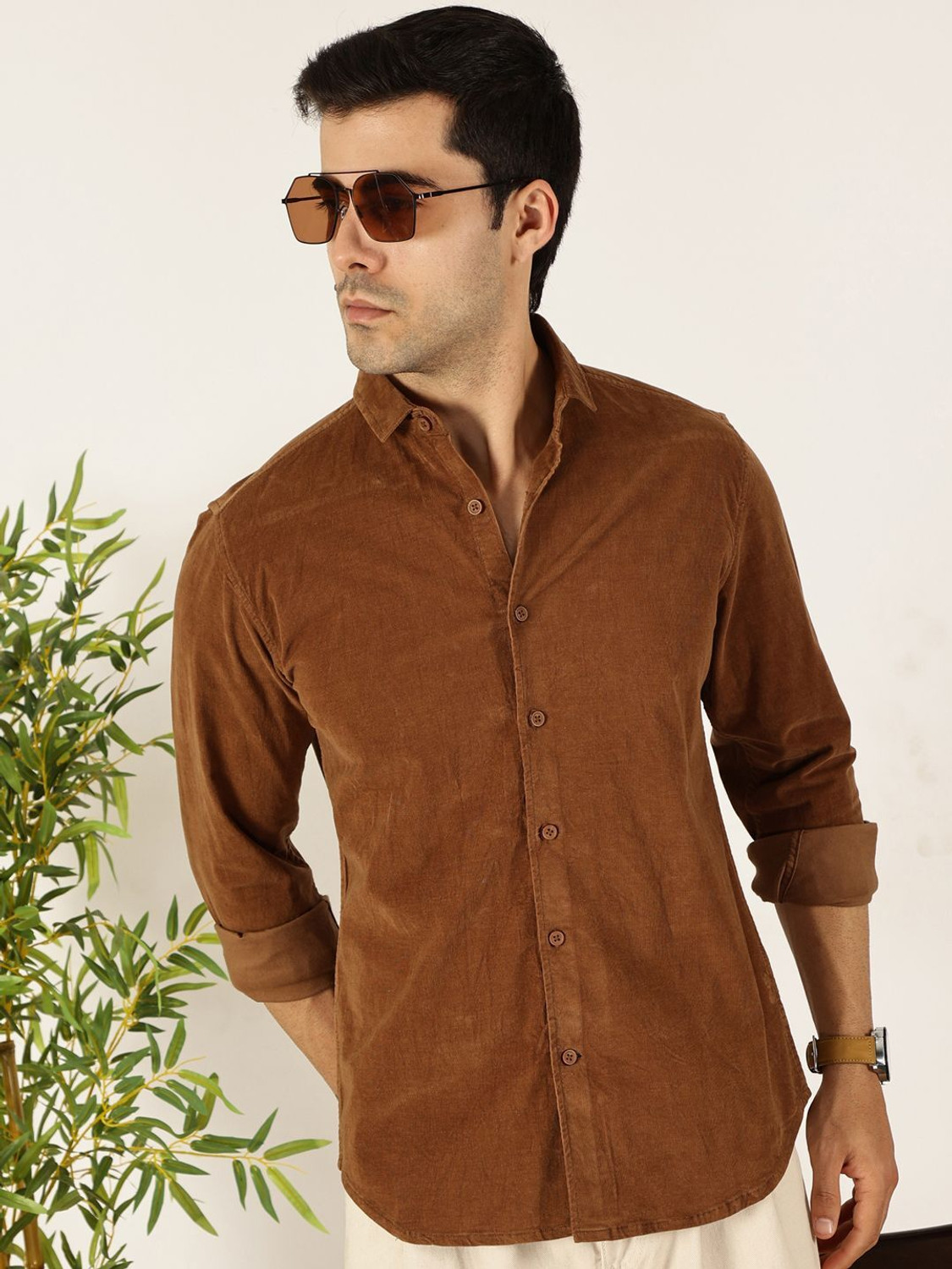 Image of Mast & Harbour Men Regular Fit Solid Casual Shirt